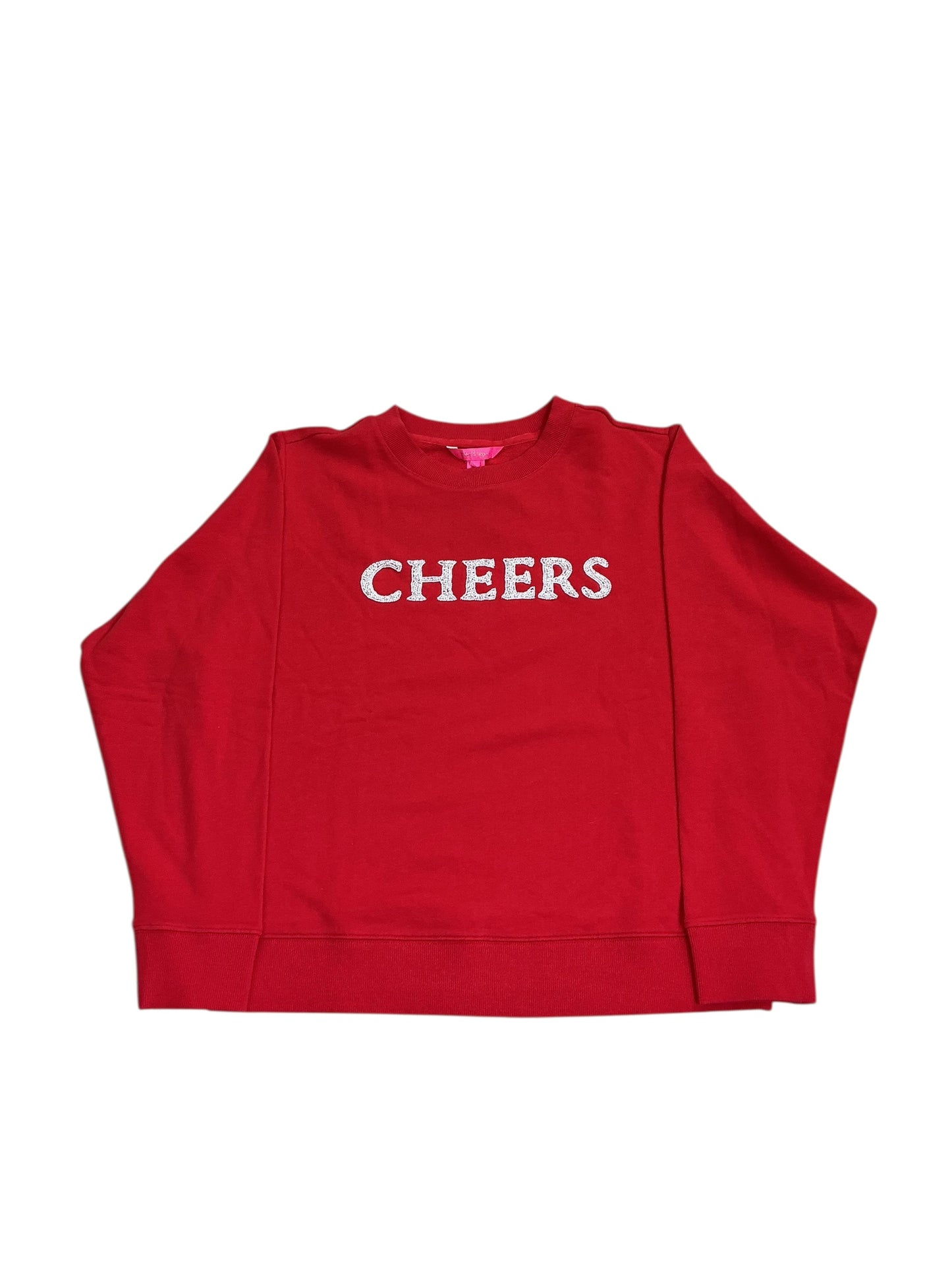 Lilly Pulitzer NWT Ballad Long Sleeve Sweater Amaryllis Red Cheers Graphic - Size M