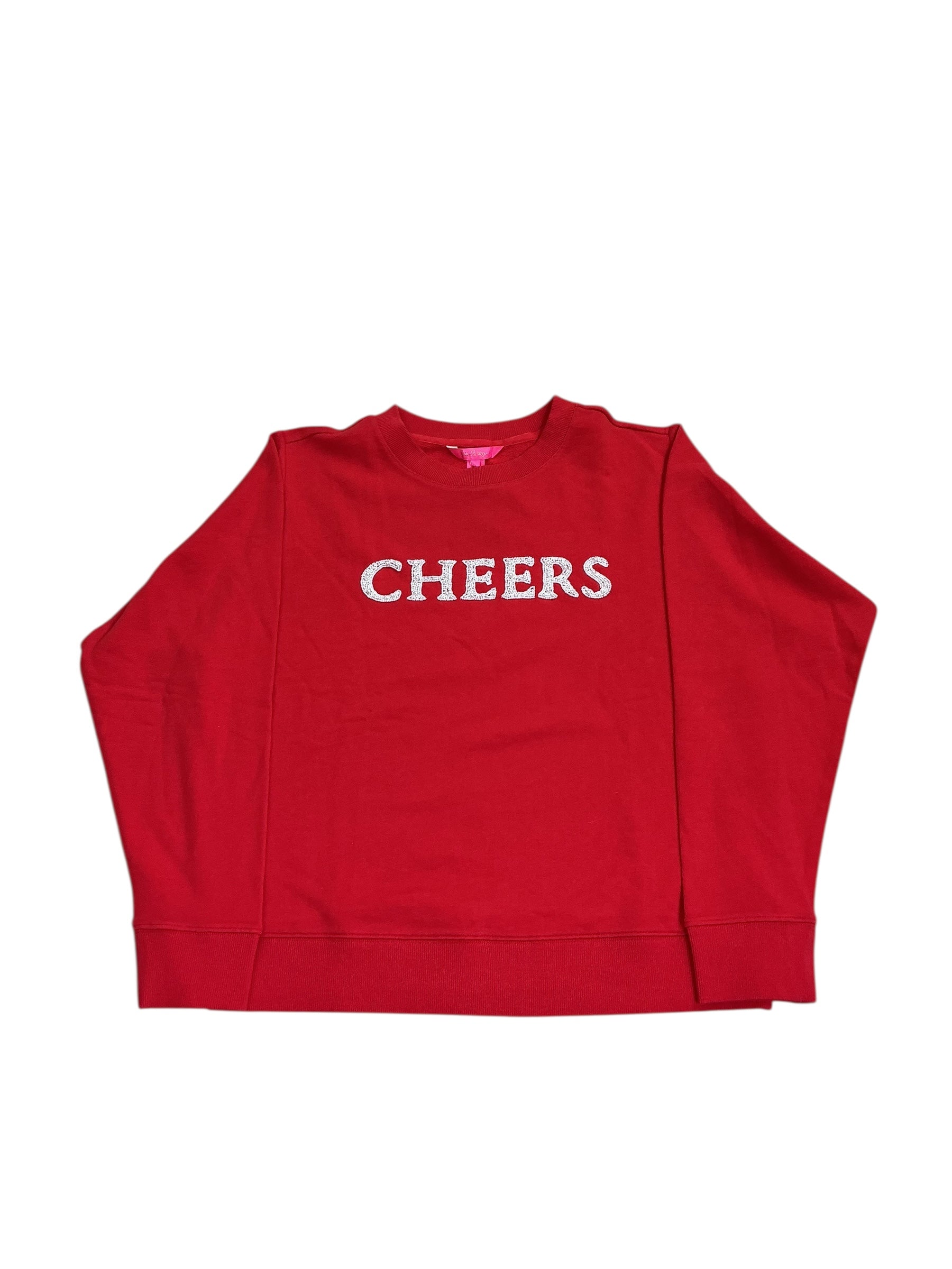Lilly Pulitzer NWT Ballad Long Sleeve Sweater Amaryllis Red Cheers Graphic - Size M