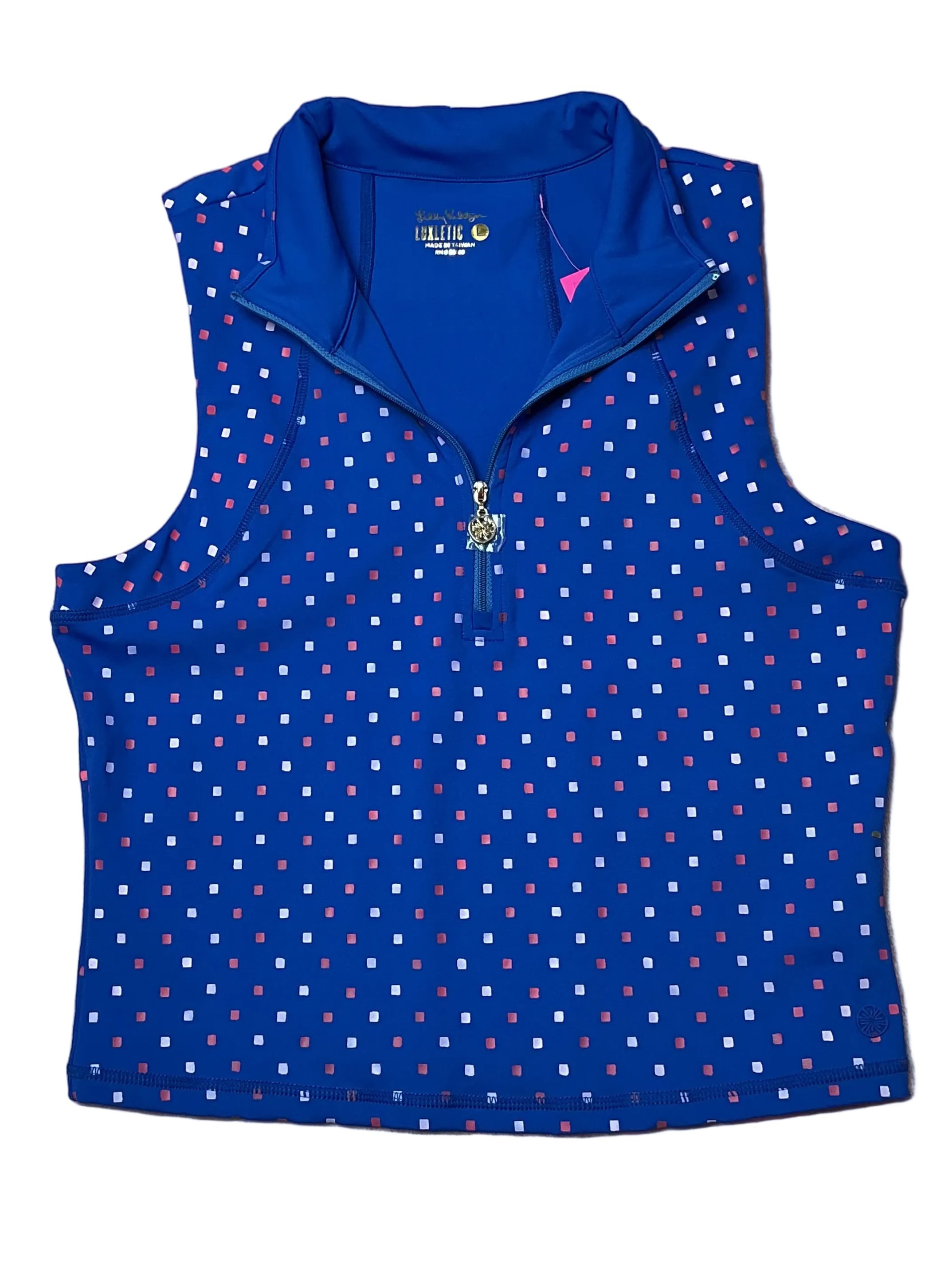 Lilly Pulitzer NWT - Callie Half Zip UPF 50 - Borealis Blue Lilly Squared Luxletic - Size L