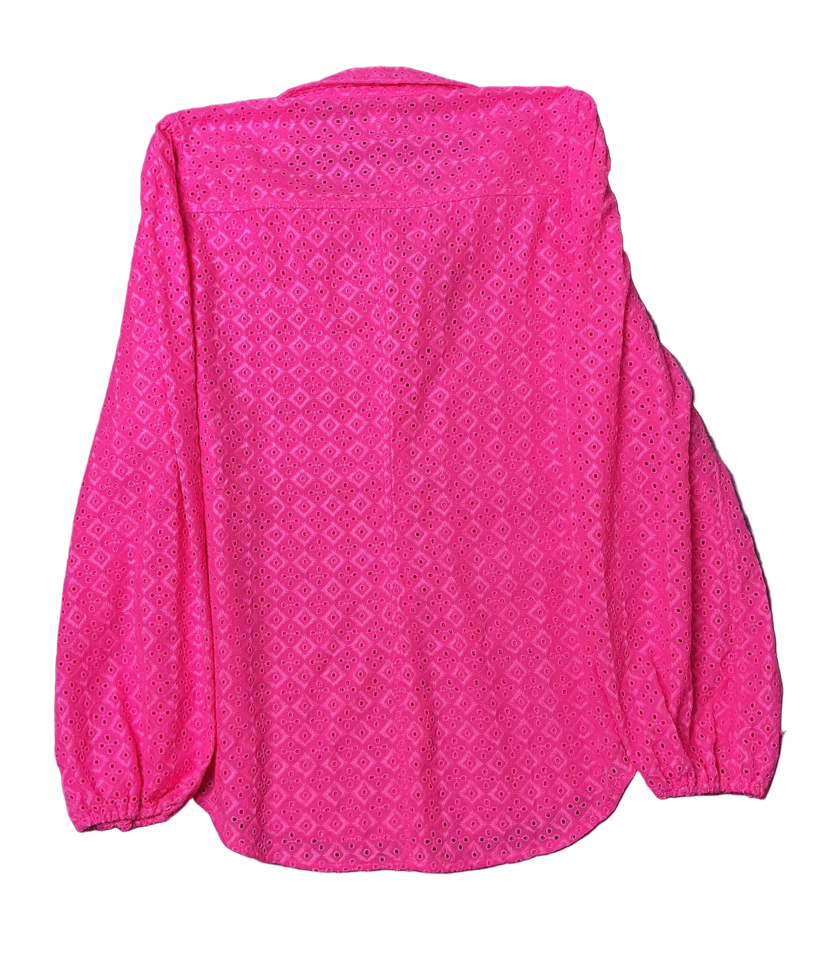 Lilly Pulitzer NWT - Sea Breeze Eyelet Button - Pink Isle Ditsy Diamond Poly Eye - Size XL