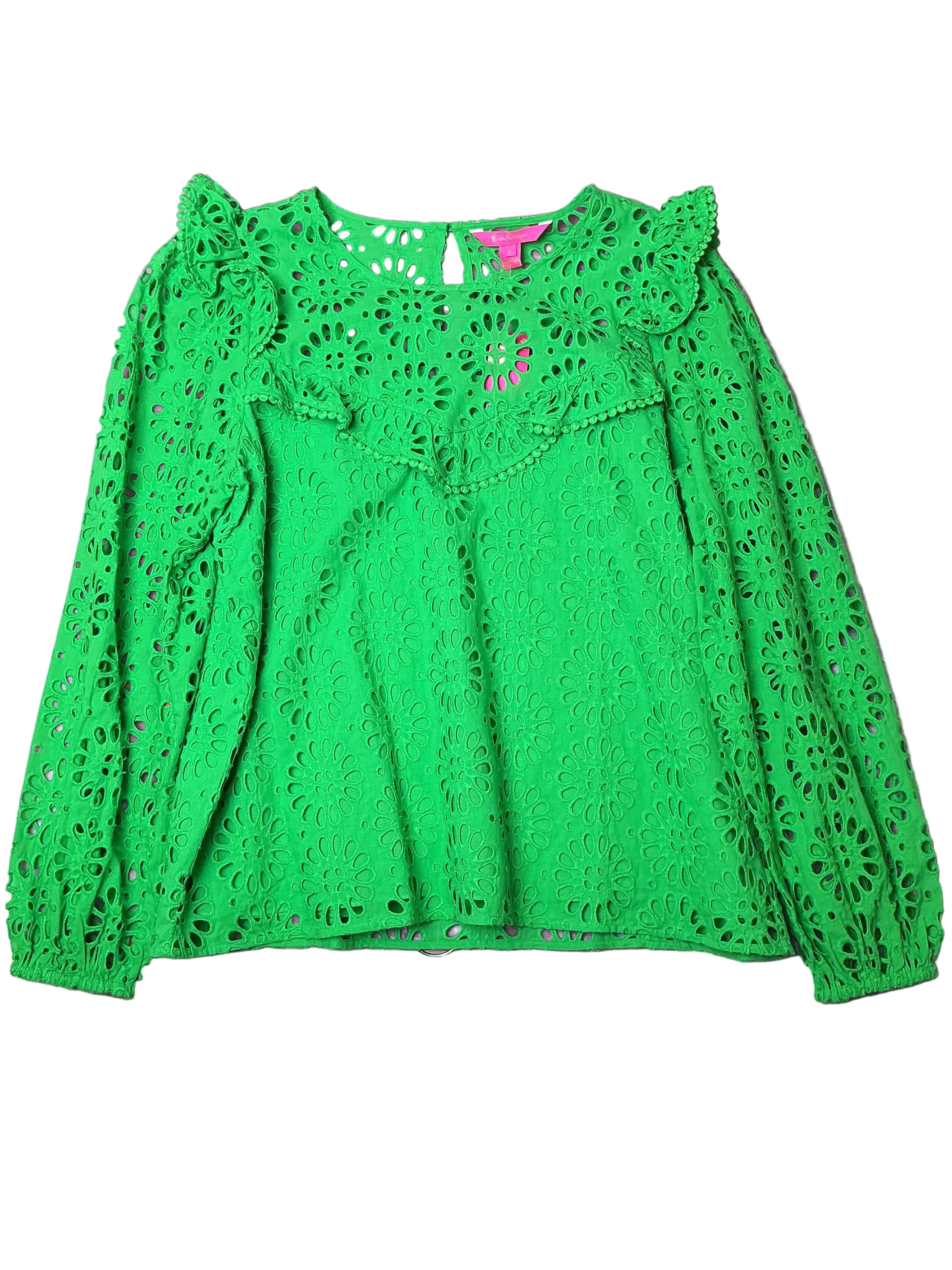 Lilly Pulitzer NWT - Caroline Long Sleeve - Sprout Green Oversized Pinwheel Eyelet - Size L