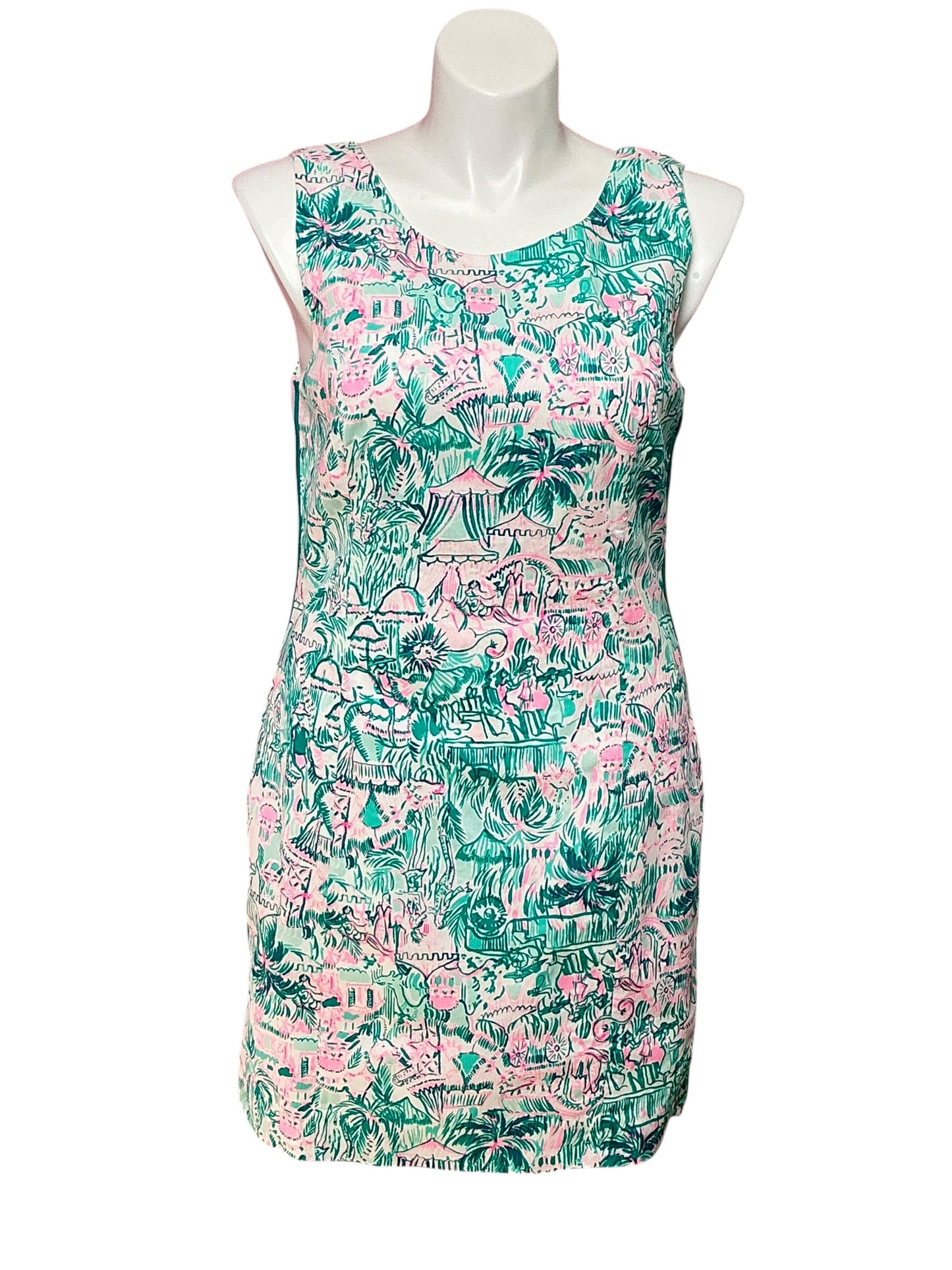 Lilly Pulitzer Mila Stretch Shift - Bright Agate Green Colorful Camelflage - Size 14