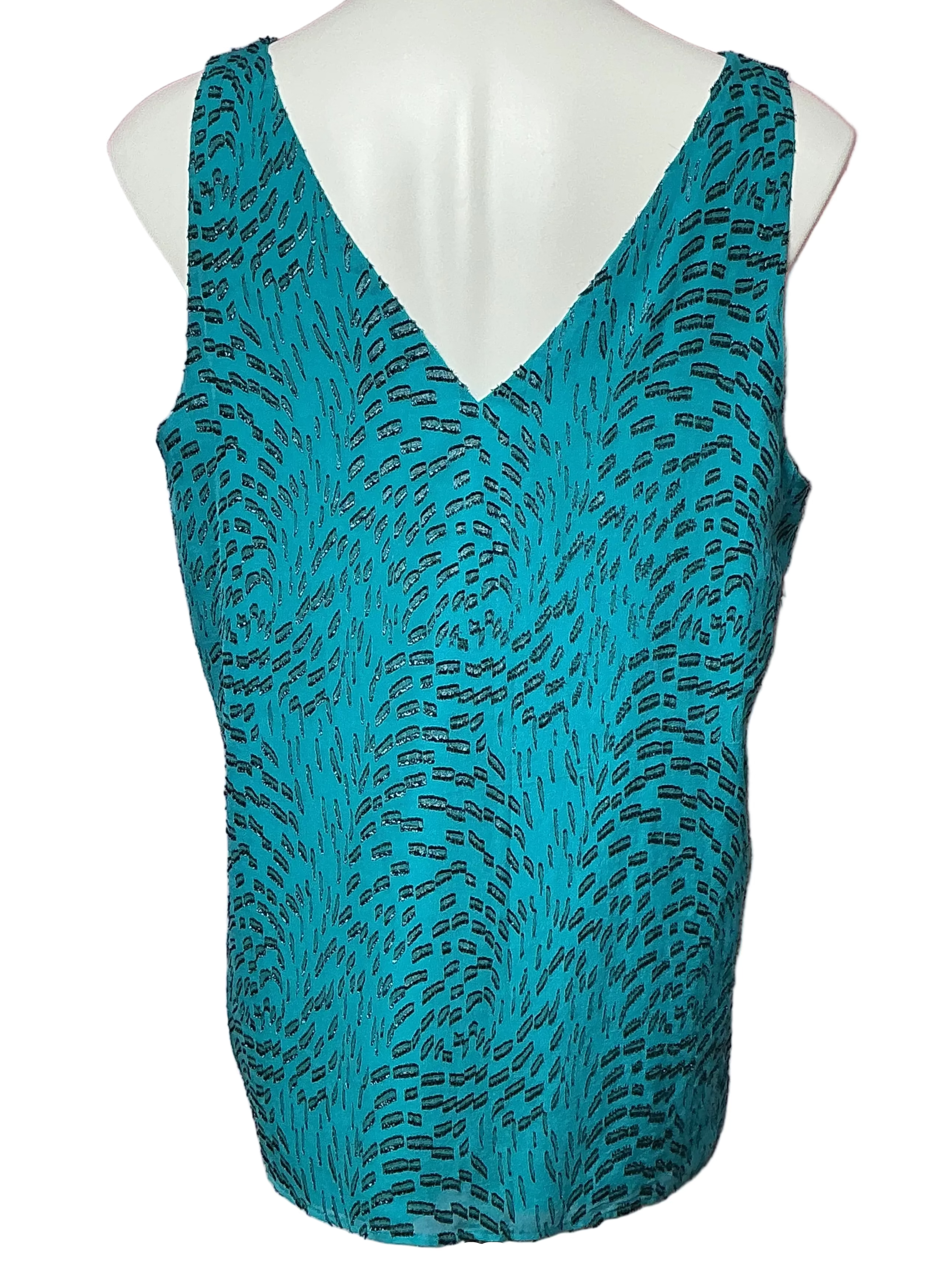Lilly Pulitzer NWT - Florin Silk Sleeveless - Teal Bay Silk Swirl Clip - Size L
