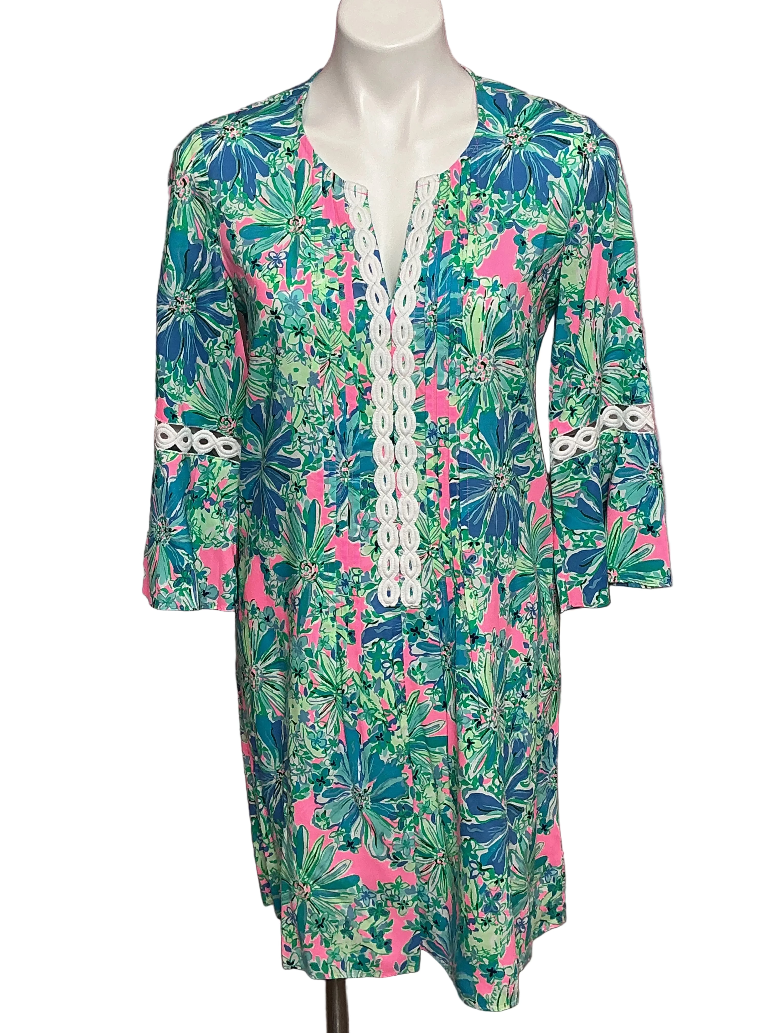 Lilly Pulitzer NWT - Hollie 3/4 Sleeve Tuni - Soleil Pink Good Hare Day - Size S