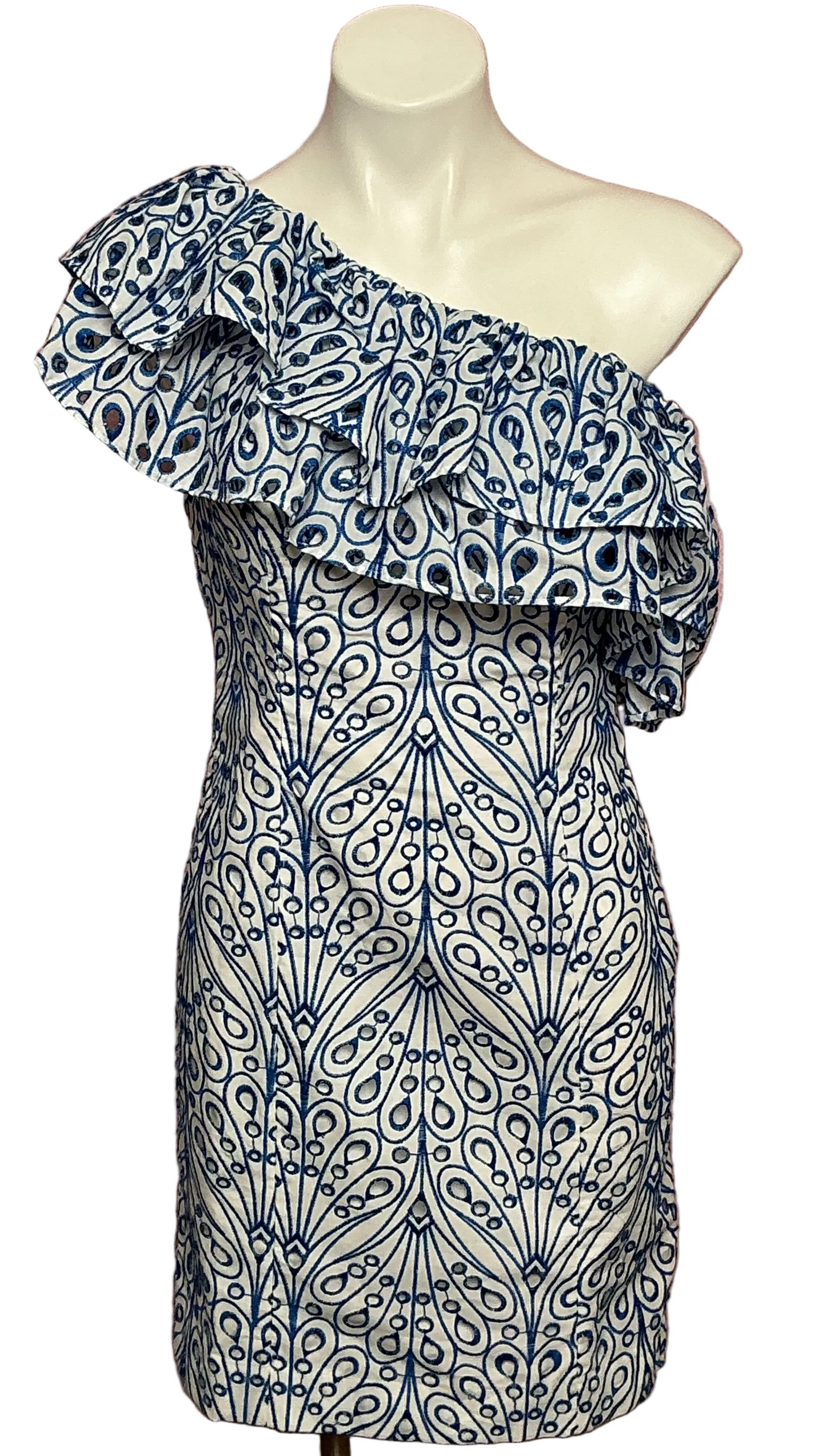 Lilly Pulitzer NWT - Sundea One Shoulder Eyelet - Blue Tang Hey Soleil Eyelet - Size 2