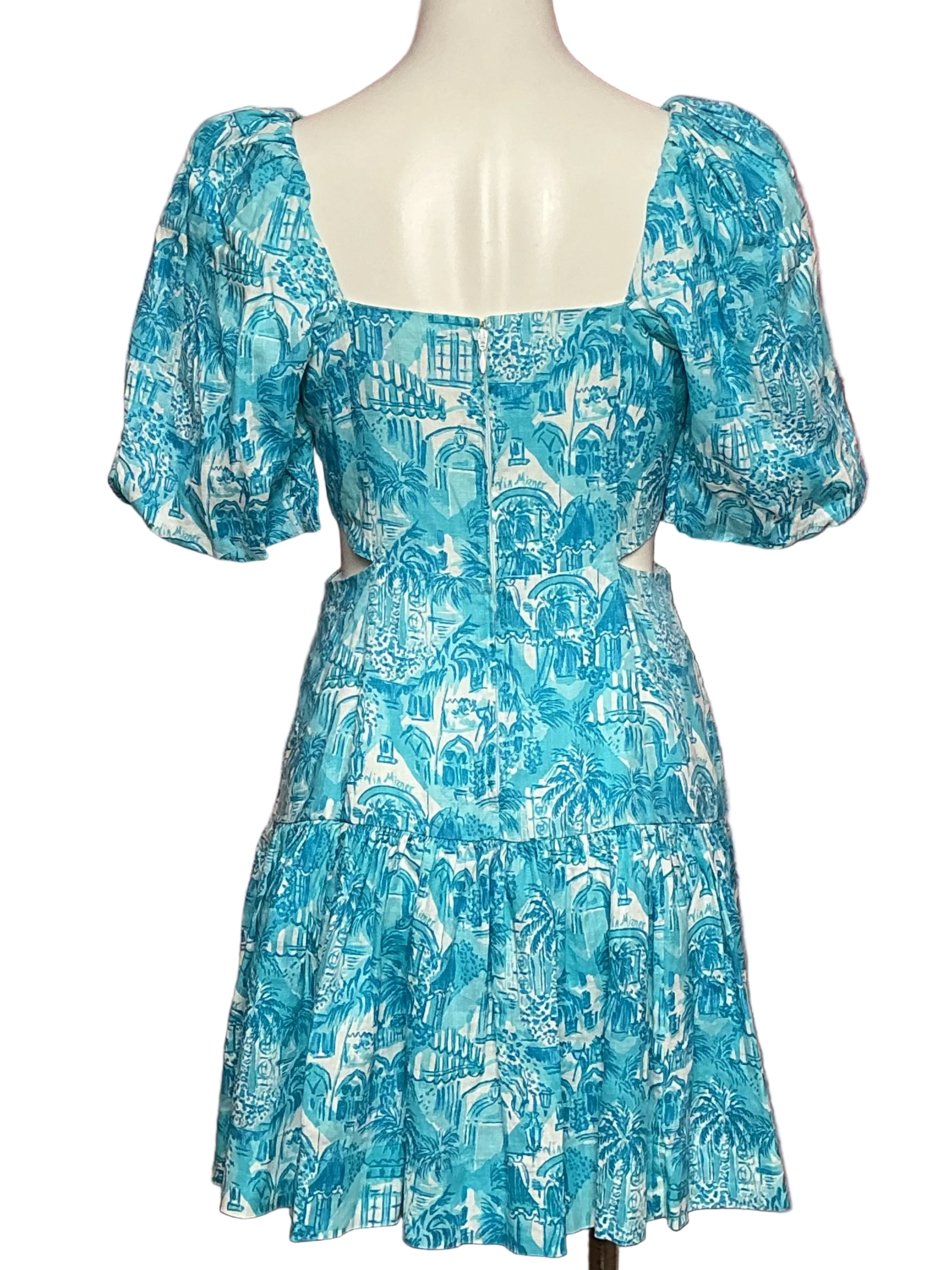 Lilly Pulitzer NWT - Kylannne Elbow Sleeve Linen Mini Dress - Amalfi Blue Sunny State Of Mind - Size 2