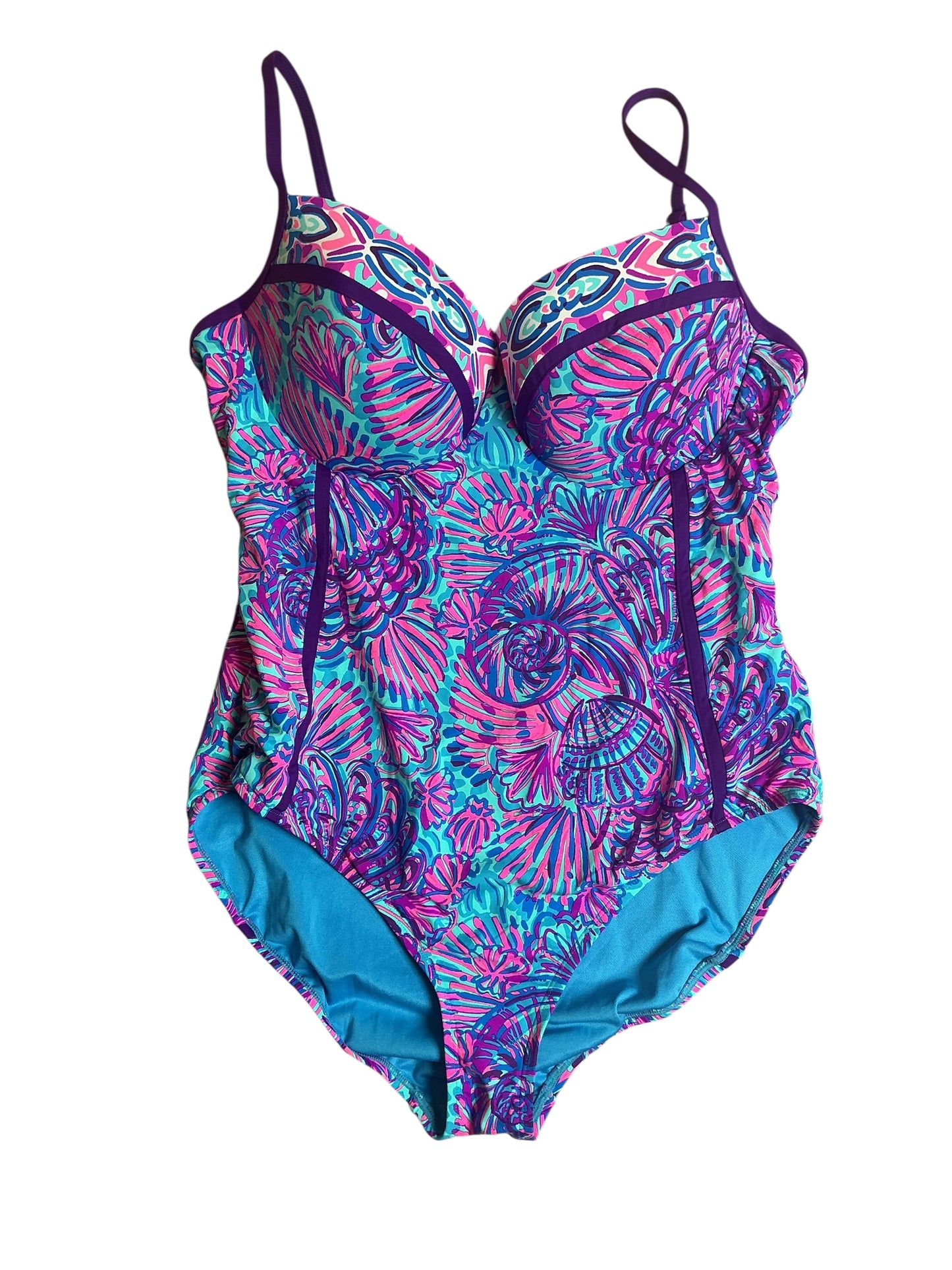 Lilly Pulitzer Palma One Piece - Turquoise Oasis Shelleidoscope - Size 16