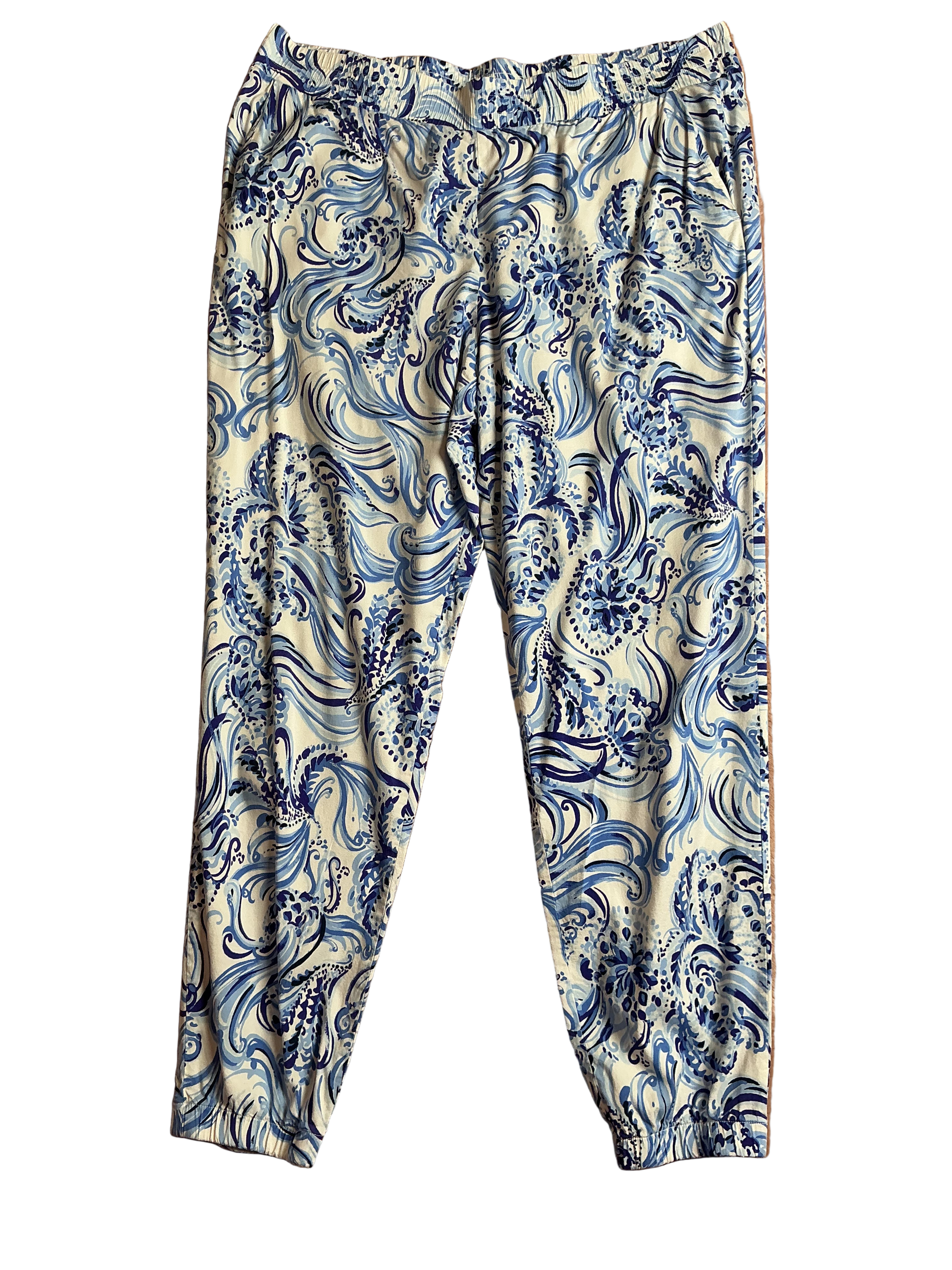 Lilly Pulitzer Rici Stretch Pants Resort White Don’t Be Jelly - Size XL