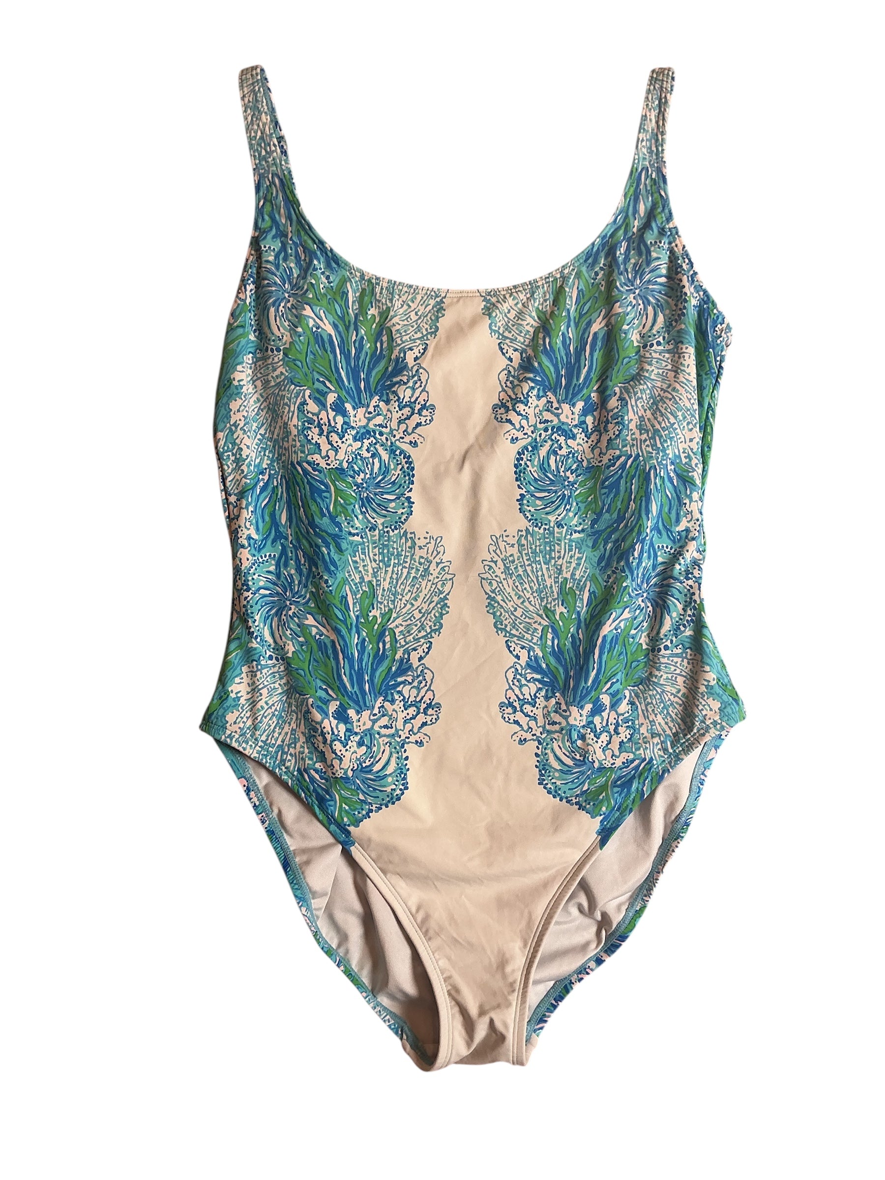 Lilly Pulitzer Brin Scoop Neck One Piece - Las Olas Aqua - Strong Current Sea Engineered One Piece - Size 12