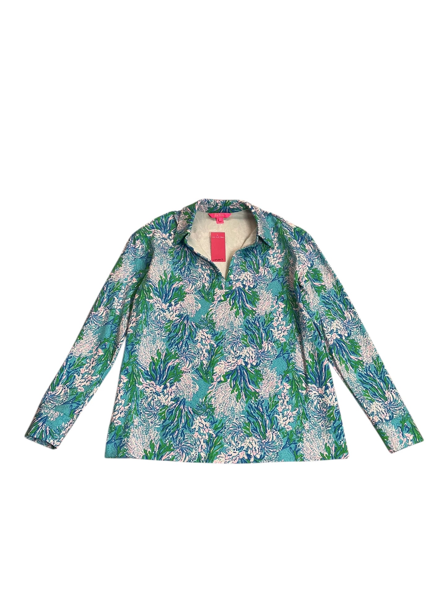 Lilly Pulitzer Nayte Rashguard Top Las Olas Aqua Strong Current - Size S