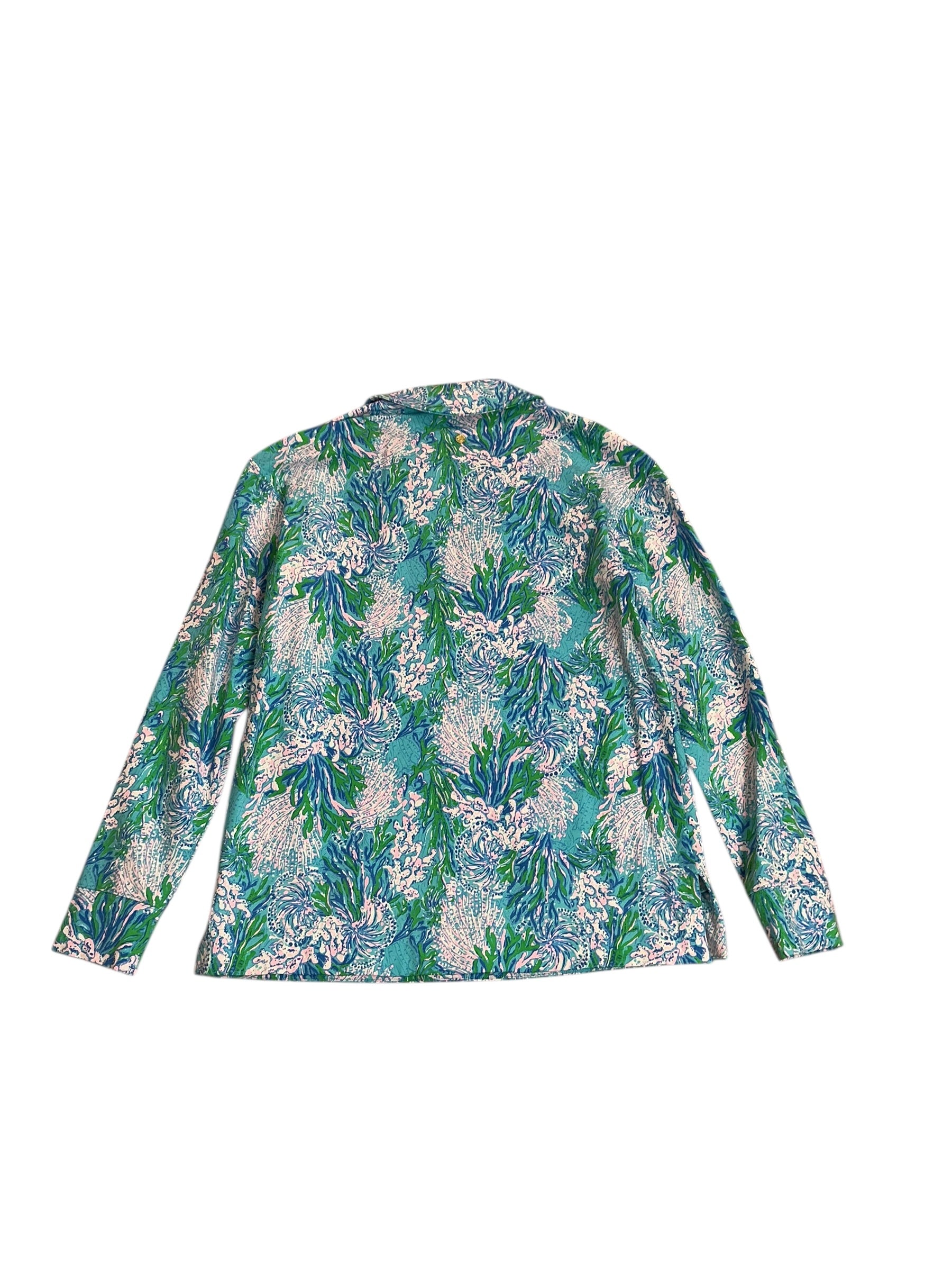 Lilly Pulitzer Nayte Rashguard Top Las Olas Aqua Strong Current - Size S