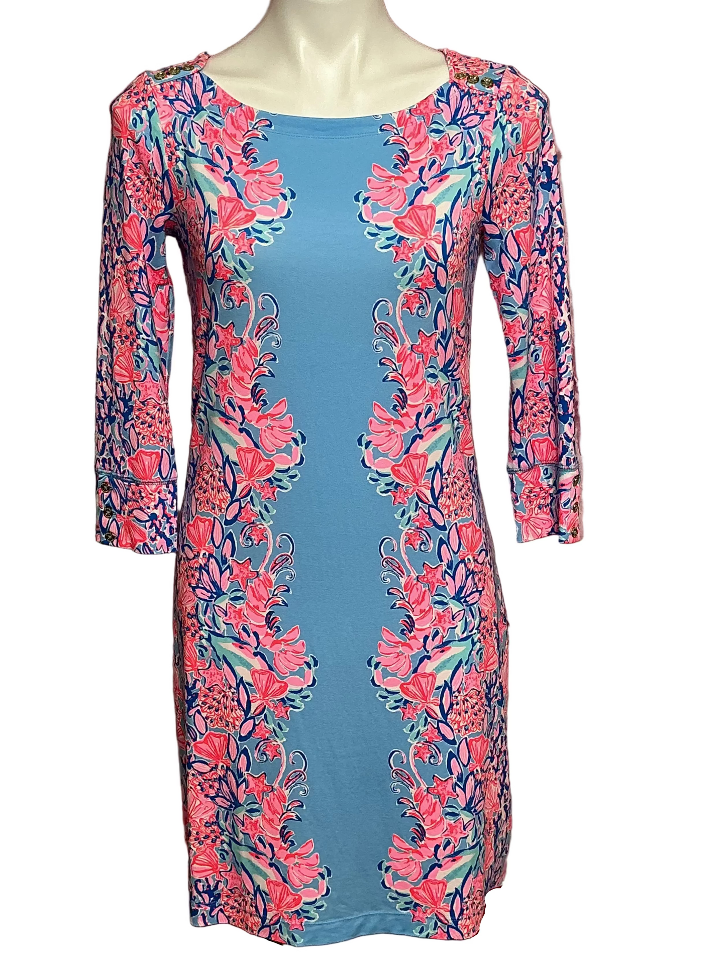 Lilly Pulitzer Sophie Dress UPF 50+ - Blue Peri Shrimply The Best - Size S