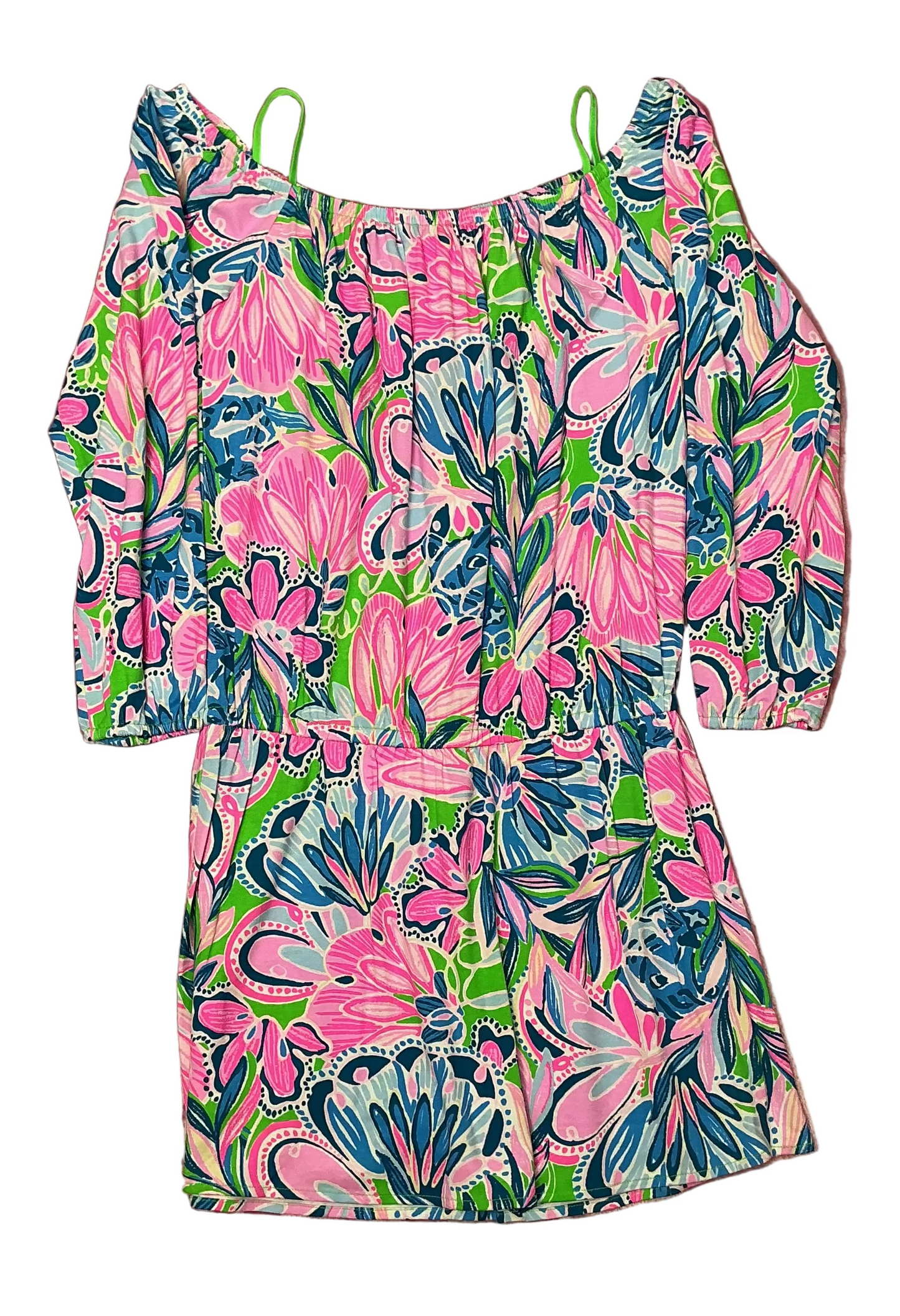 Lilly Pulitzer NWT - Lana Skort Romper - Gecko Green Tiger Sunrise - Size S