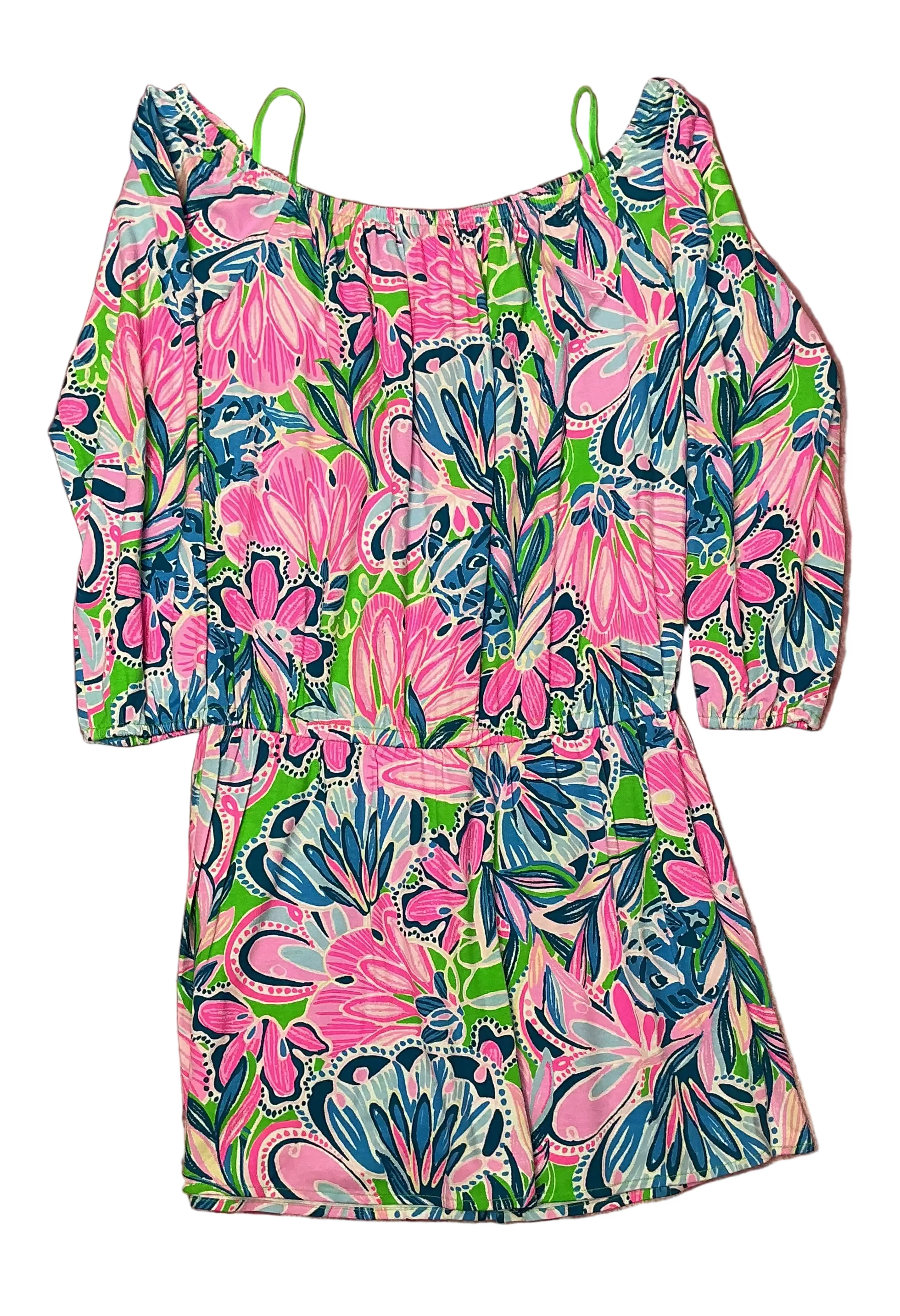 Lilly Pulitzer NWT - Lana Skort Romper - Gecko Green Tiger Sunrise - Size S