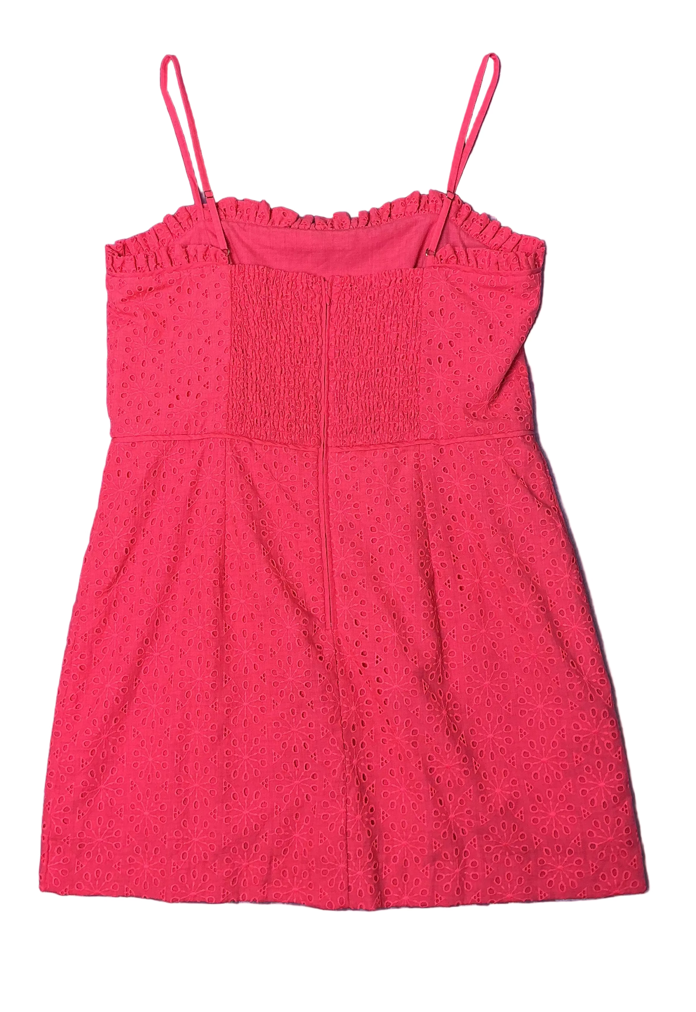 Lilly Pulitzer NWT - Jesse Ruffle Romper - Spicy Coral Neon Sunburst Eyelet - Size 16