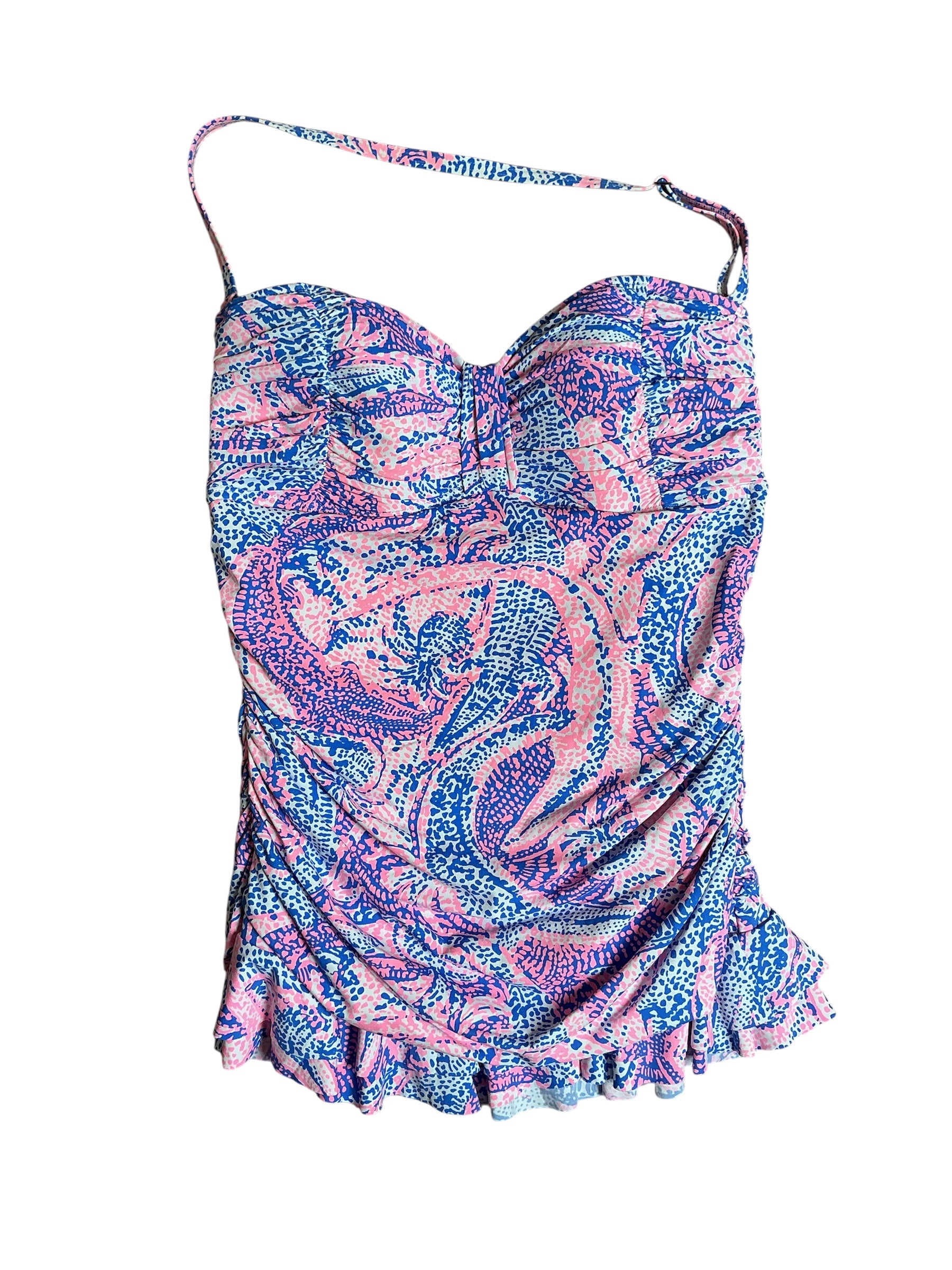 Lilly Pulitzer NWT Swimsuit Carmen Ruffled Tankini - Coastal Blue Maybe Gator - Size 8