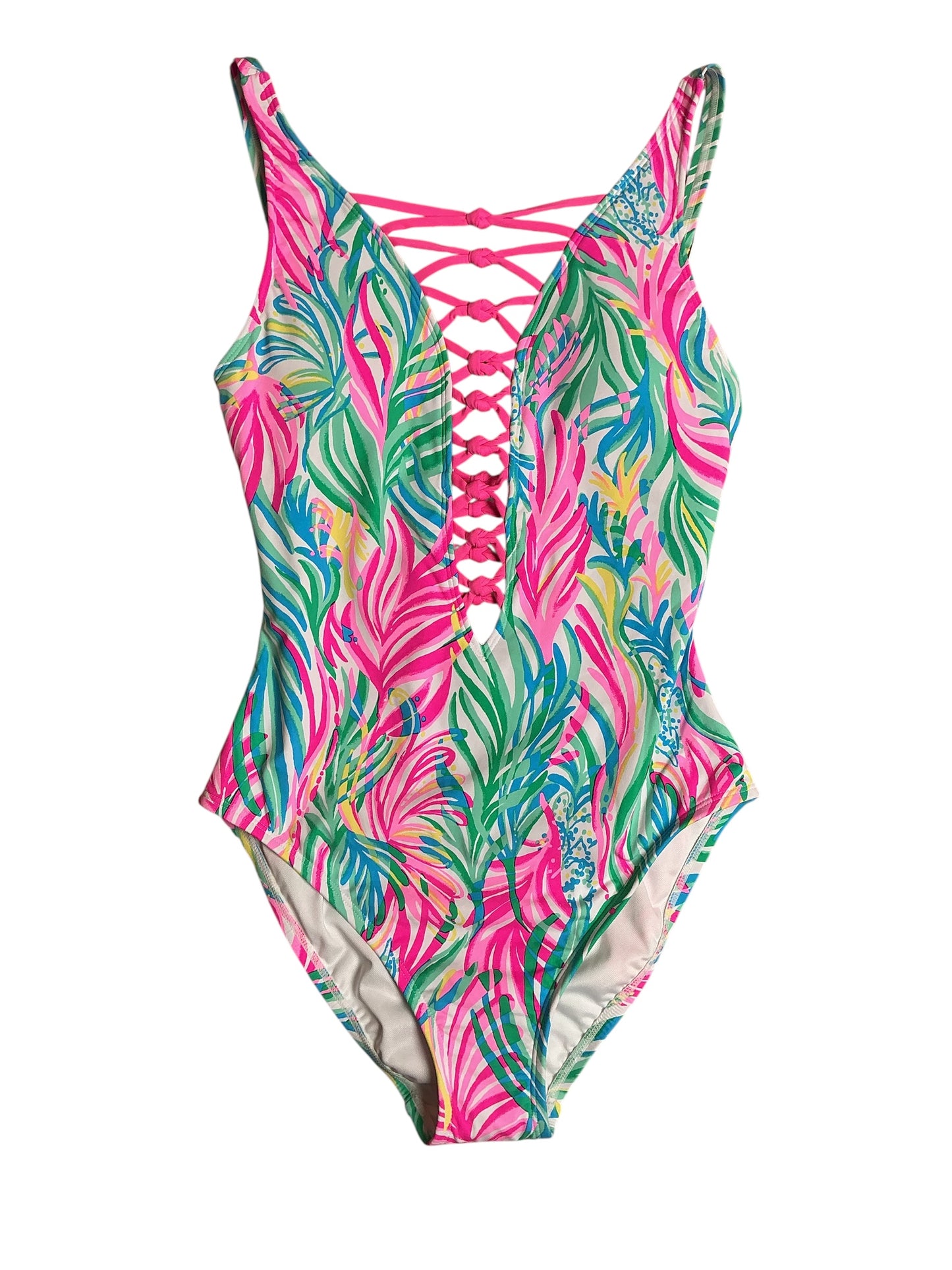 Lilly Pulitzer NWT Isle Lattice Swimsuit One Piece - Multi Sea Turtle Soiree - Size 2