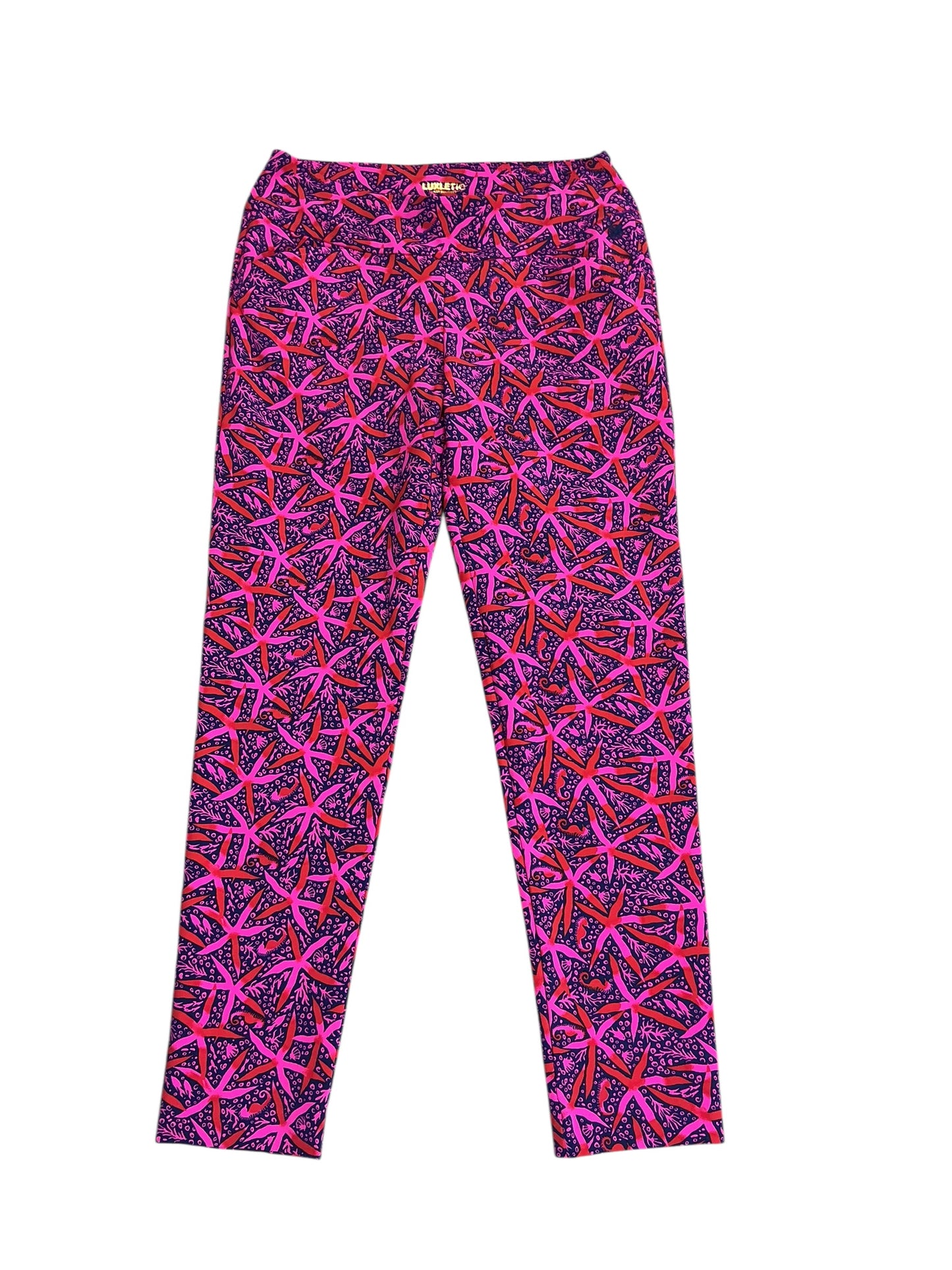 Lilly Pulitzer NWT Corso Pant UPF 50+ Passion Fruit Pink Star Searching Golf - Size 8