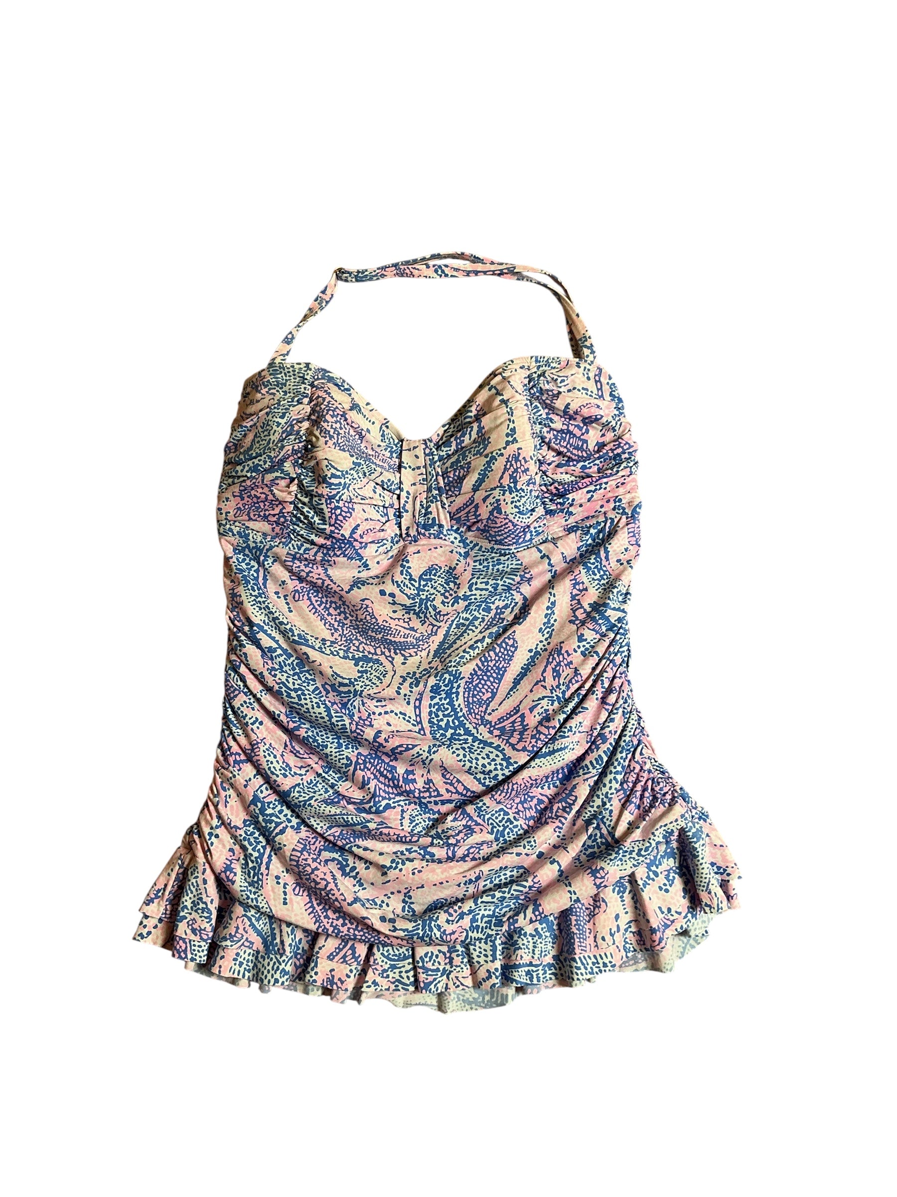 Lilly Pulitzer Multi Carmen Tankini Swim Top Maybe Gator - Size 12