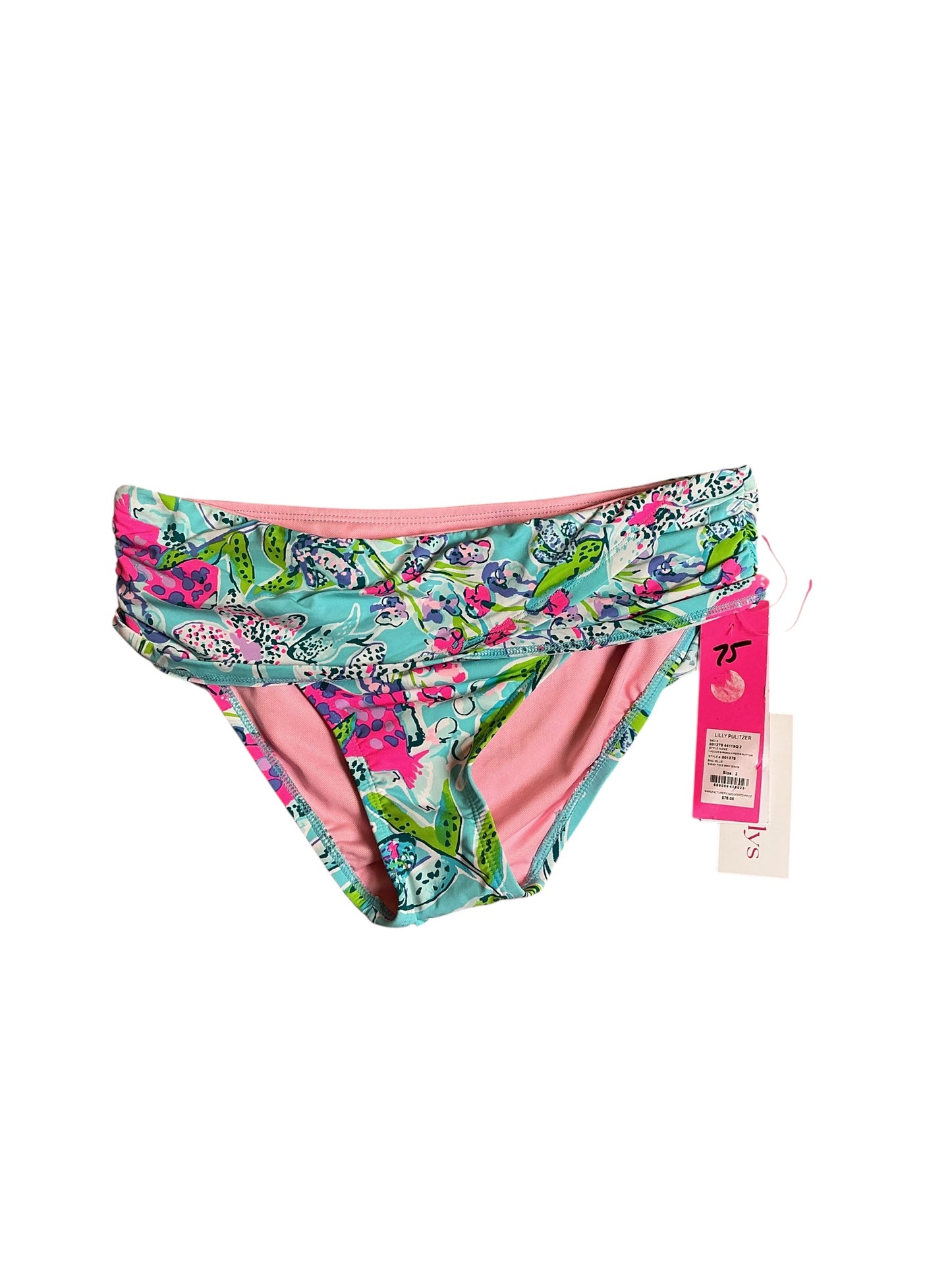 Lilly Pulitzer NWT Lagoon Sarong Hipster Bottom Bali Blue Sway This Way Swimsuit - Size 2