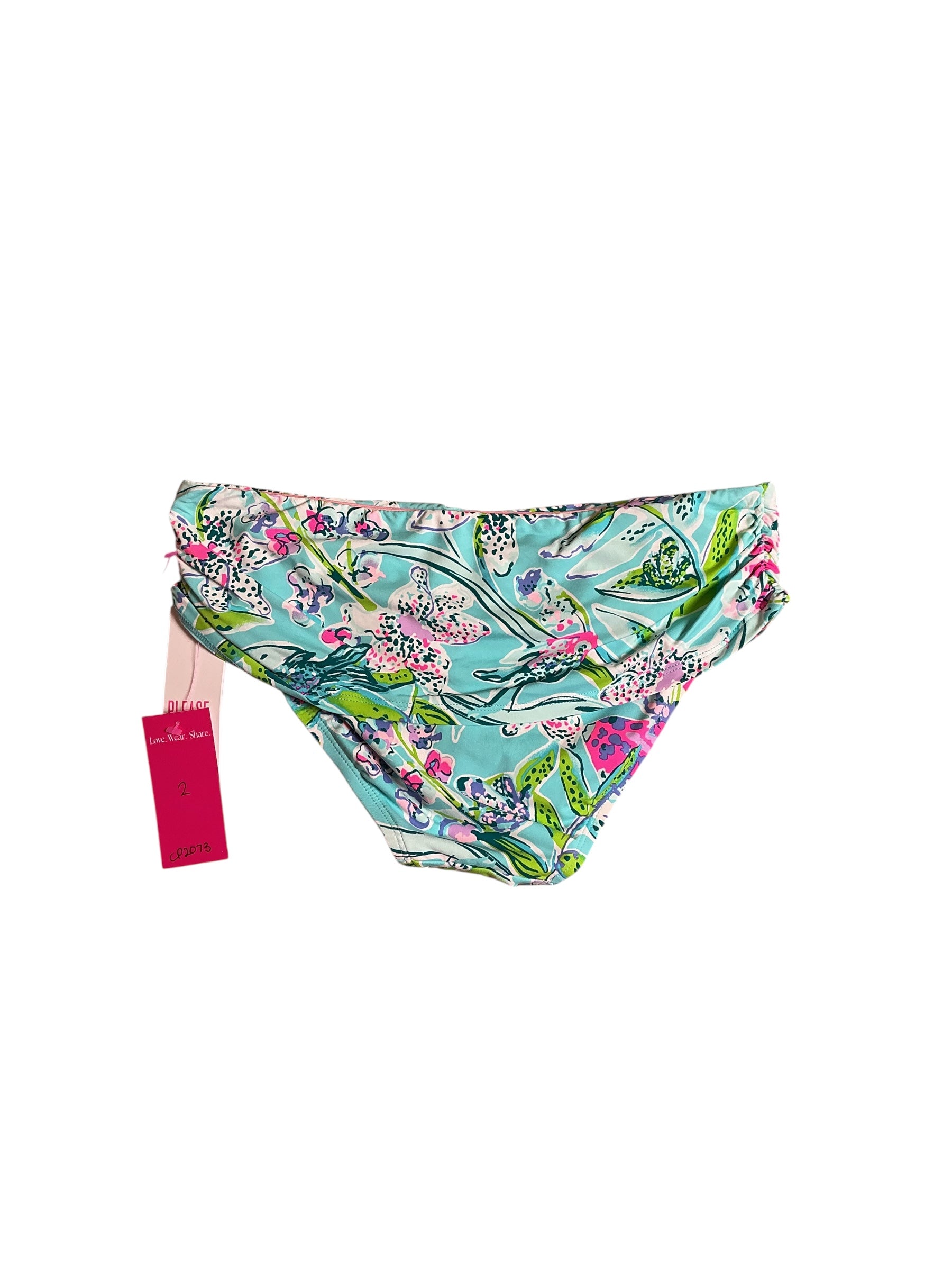 Lilly Pulitzer NWT Lagoon Sarong Hipster Bottom Bali Blue Sway This Way Swimsuit - Size 2