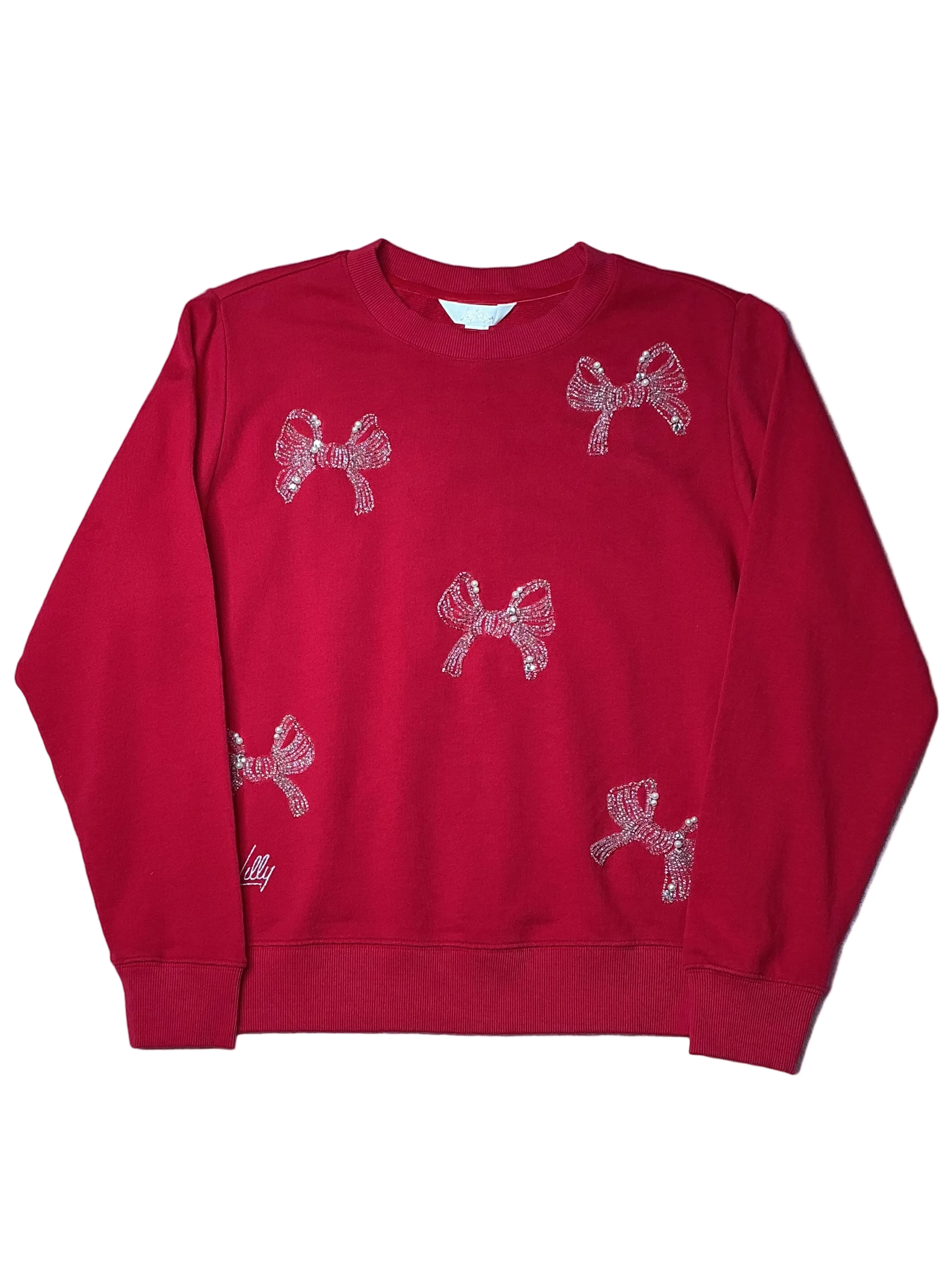 Lilly Pulitzer NWT - Ballad Long Sleeve Sweater - Malbec Red Bow Embellishment - Size XS