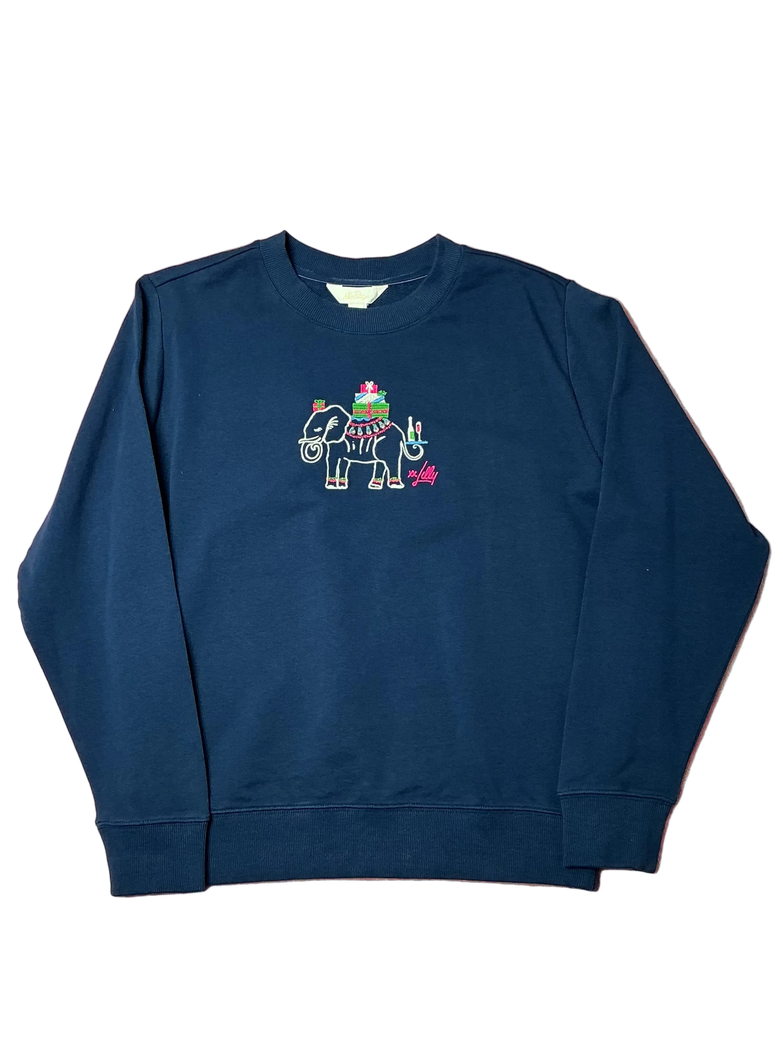 Lilly Pulitzer NWT - Ballad Long Sleeve Sweater - Low Tide Navy - Hoilday Elephant Embroidered - Size XS
