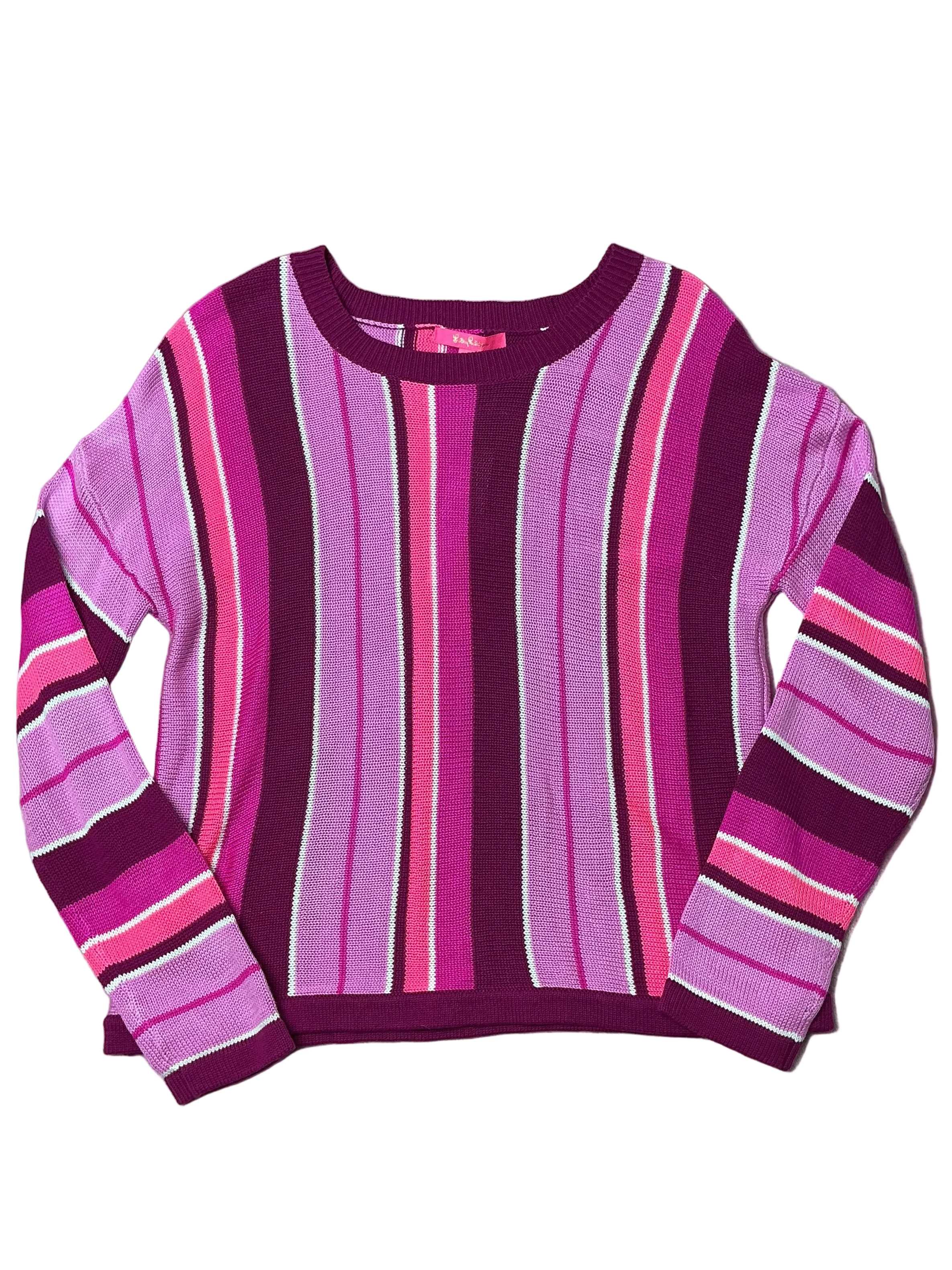 Lilly Pulitzer NWT - Daryn Sweater - Bordeaux Berry Island Jungle Stripe - Size XL