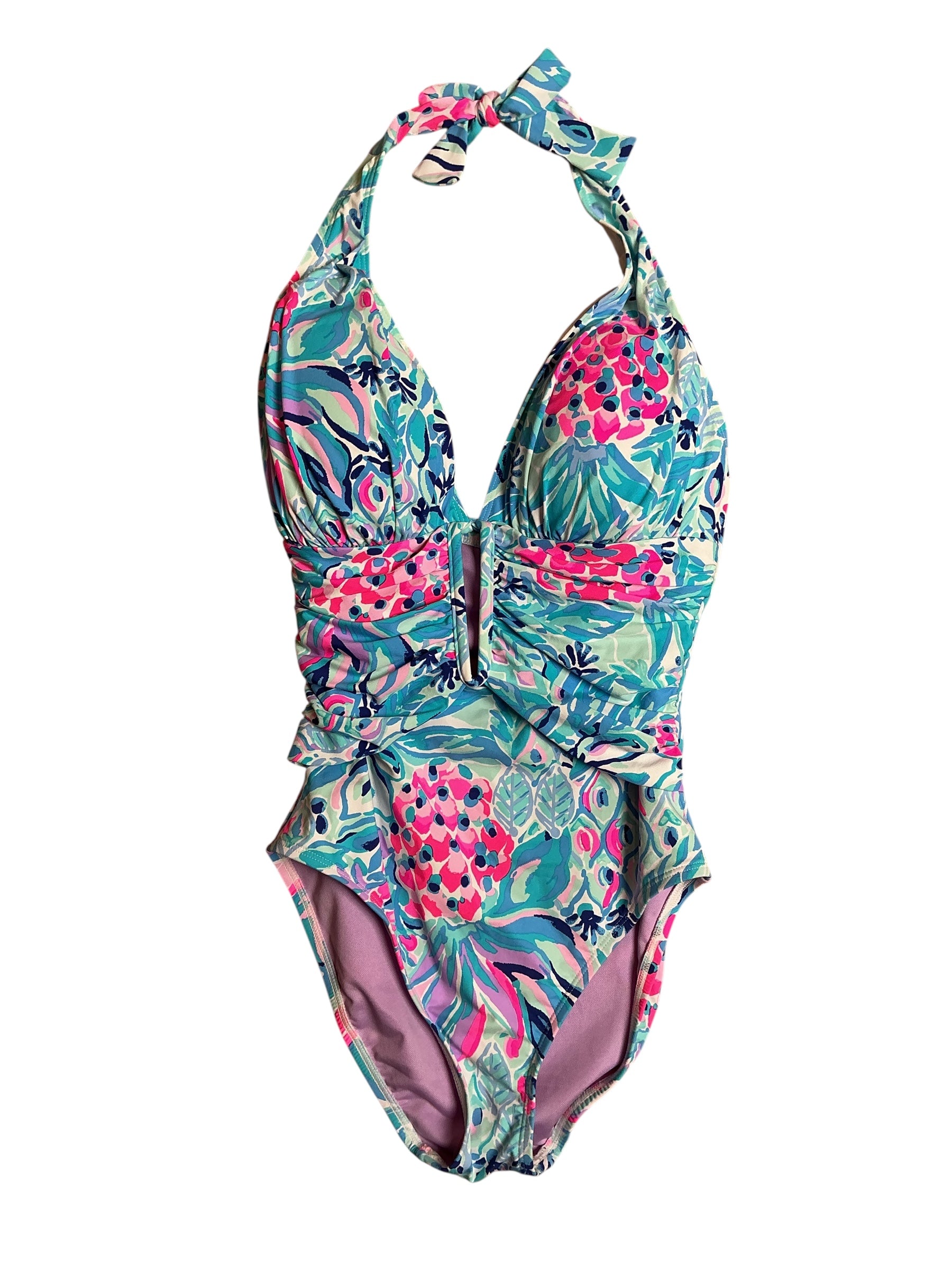 Lilly Pulitzer NWT Lanai Halter One Piece Swimsuit - Zanzibar Blue Party Princess - Size 2