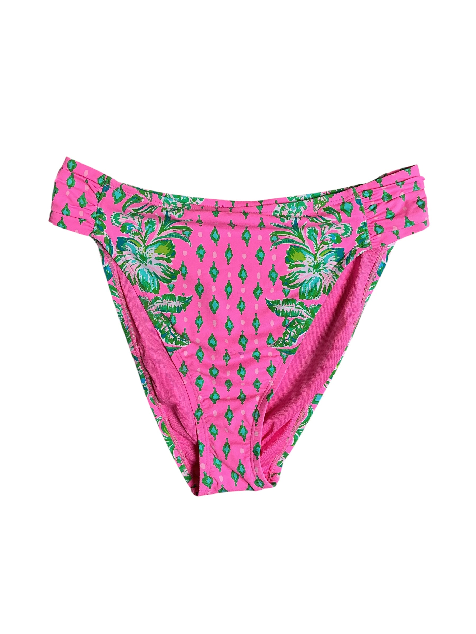 Lilly Pulitzer High Waisted Clancy Bottom - Pink Shandy Oh Diamond Girl Engineered Bikini Bottom - Size 8