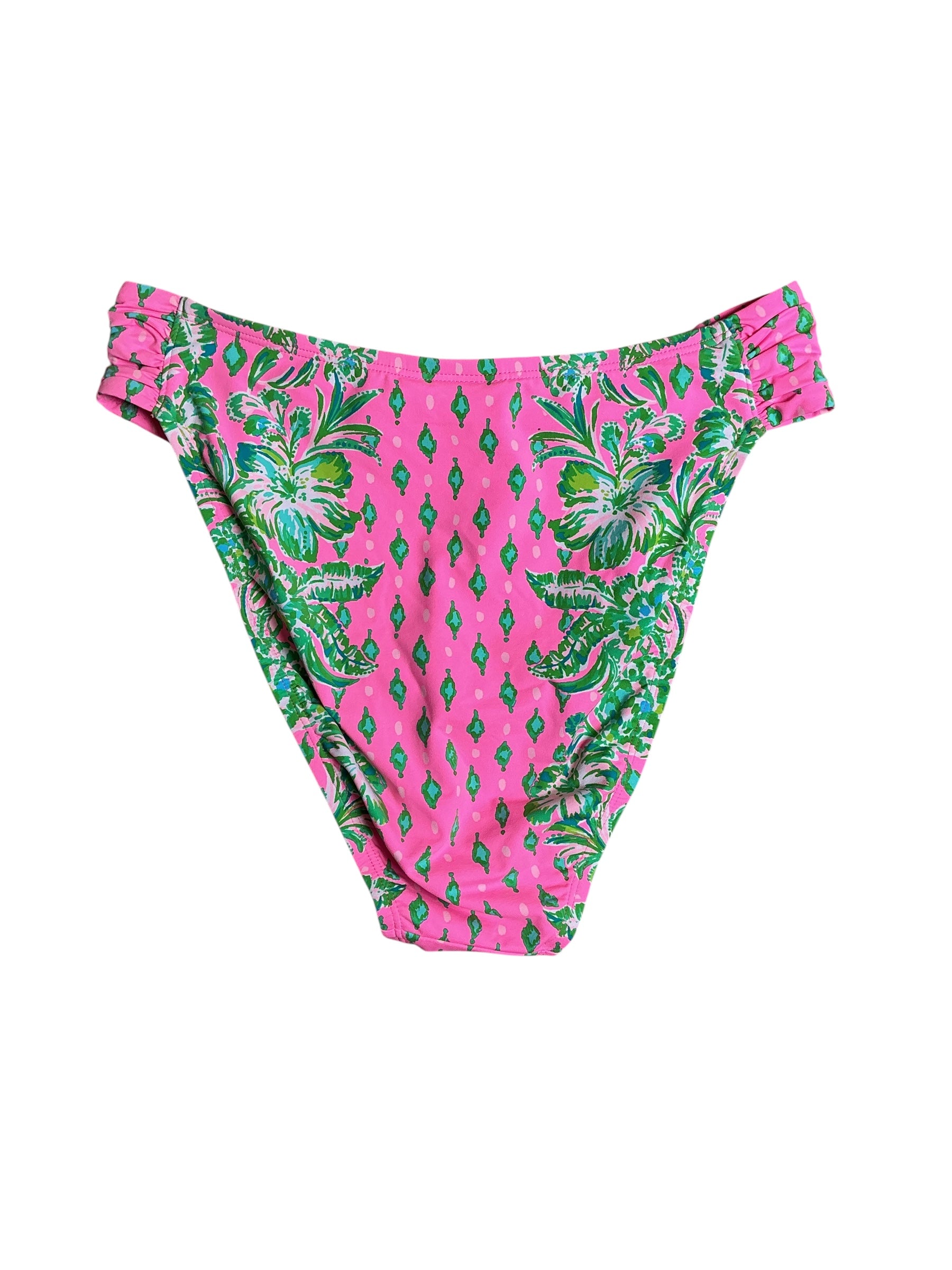 Lilly Pulitzer High Waisted Clancy Bottom - Pink Shandy Oh Diamond Girl Engineered Bikini Bottom - Size 8