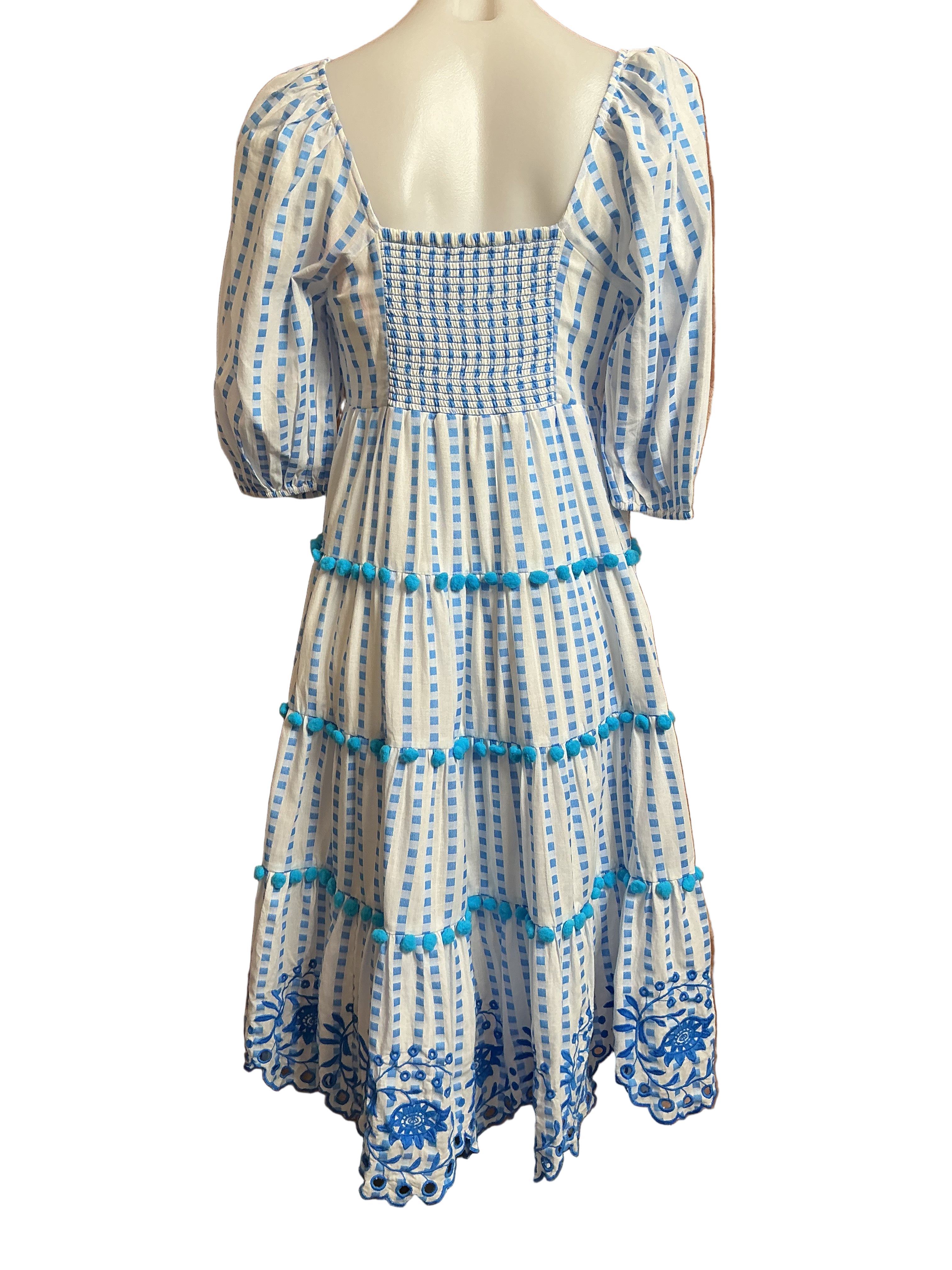 Lilly Pulitzer NWT Sidney Midi Dress Blue Flare Gingham Stripe Jacquard - Size 0