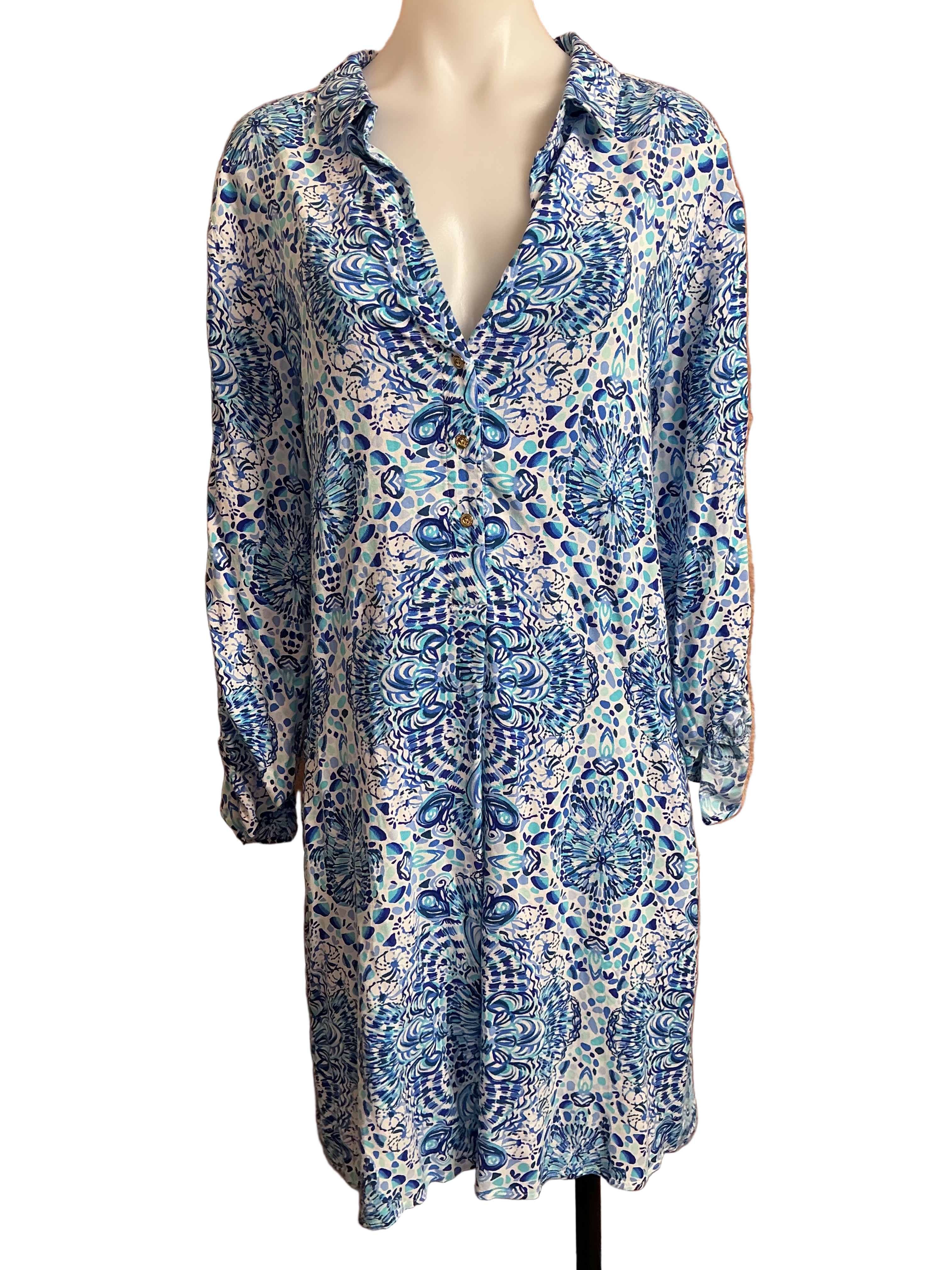 Lilly Pulitzer NWT Lillith Tunic Dress Resort White Call My Shell Phone Engineered Dress - Size XL