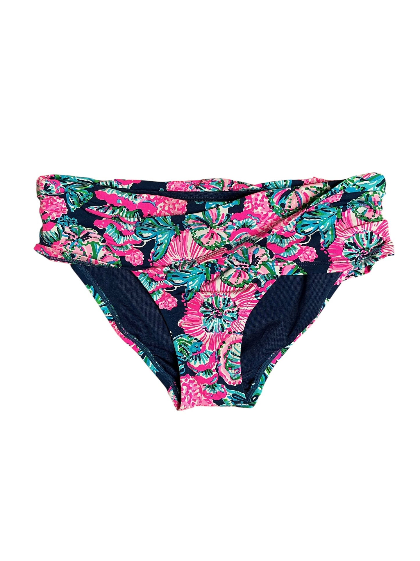 Lilly Pulitzer NWT Lagoon Sarong Hipster Bottom Swimsuit - Oyster Bay Navy Shroom With A View - Size 0