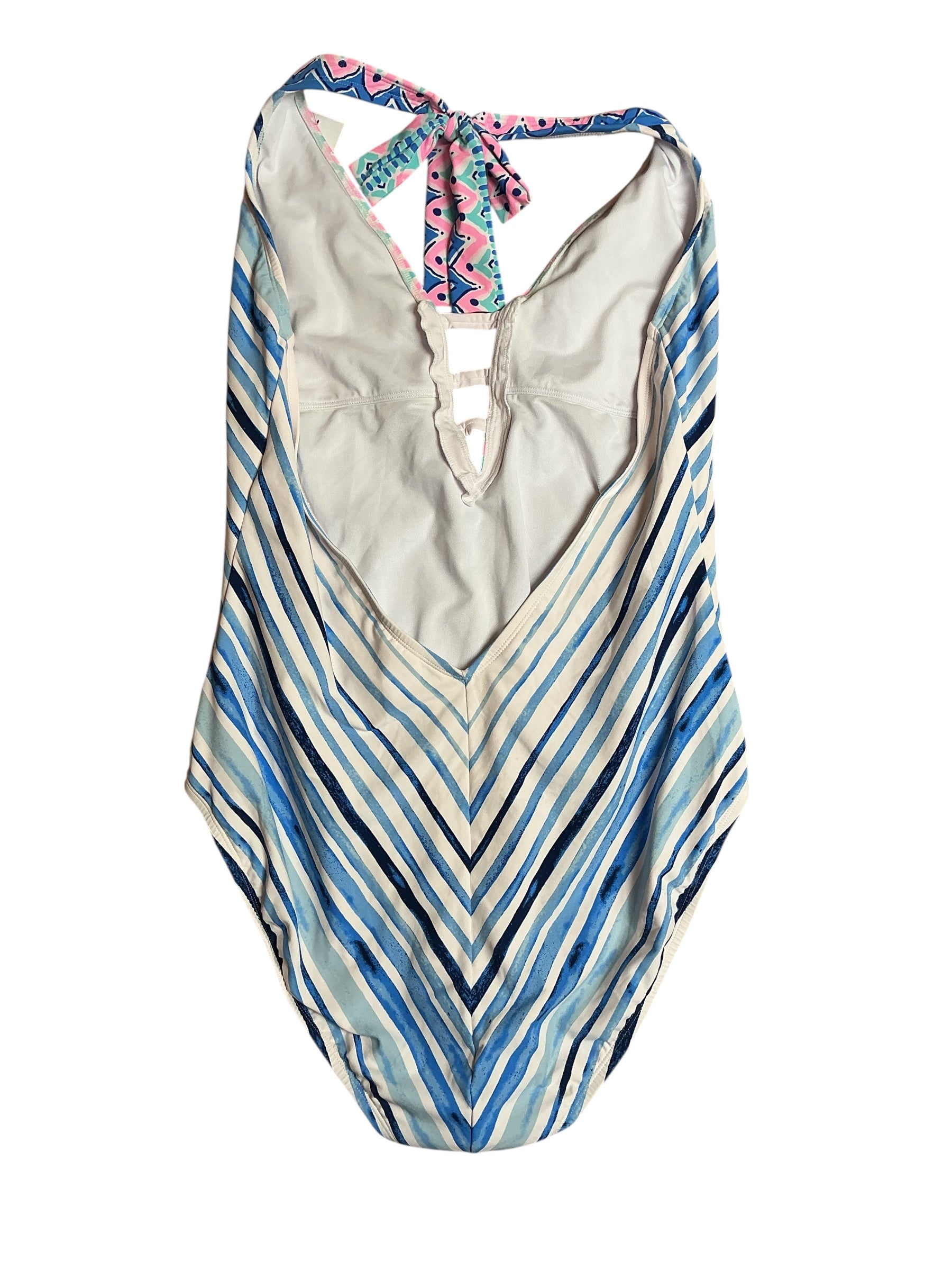 Lilly Pulitzer Loraline One Piece Swimsuit - Resort White Seaside Vibes Striped Engineered - Size 14