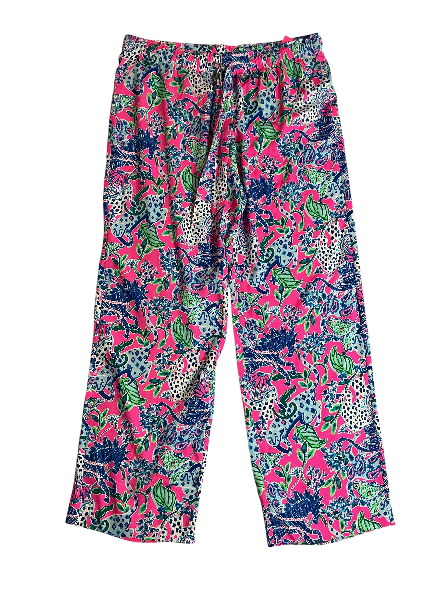 Lilly Pulitzer NWT Pj Woven Pants - Plumeria Pink Untamed Hearts - Size L