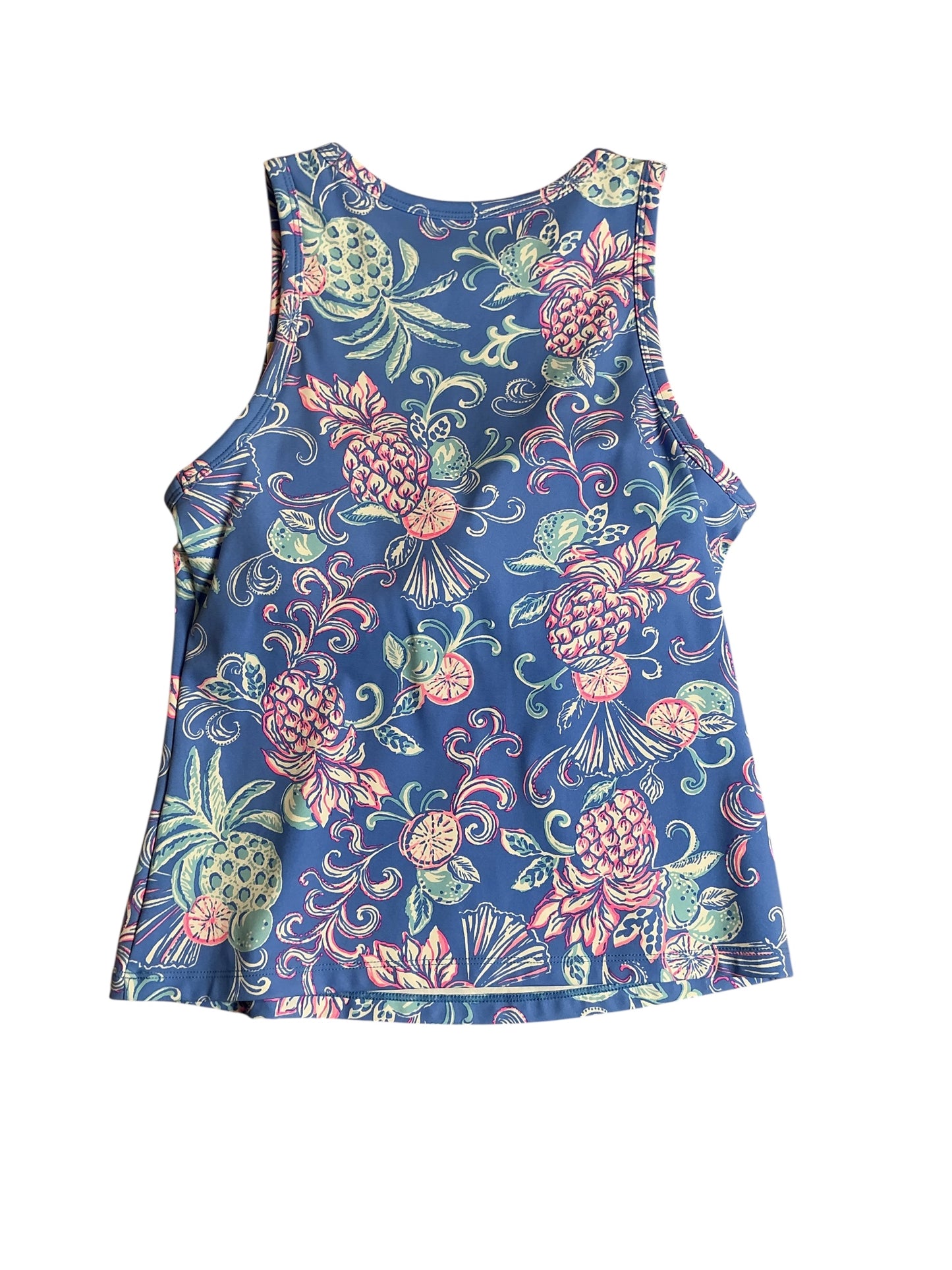 Lilly Pulitzer NWT Candia Active Bra Tank Top UPF 50+ Sunwashed Blue Citrus Crush - Size S