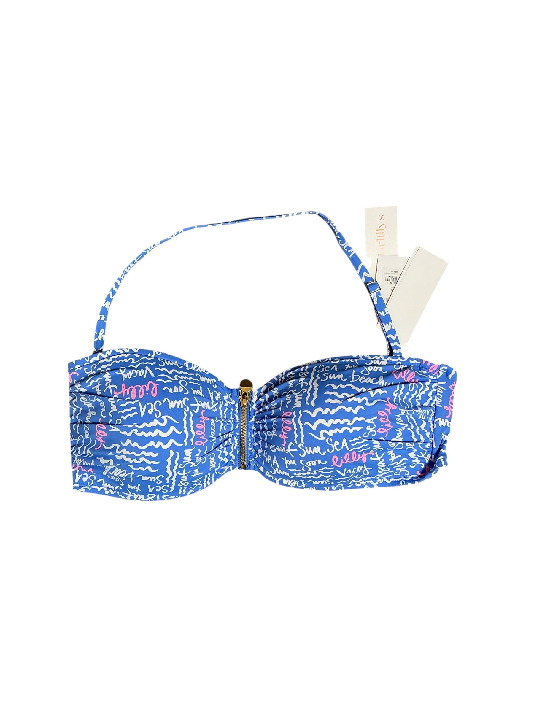 Lilly Pulitzer NWT Swim Top Genya Bandeau Sunwashed Blue Seacrets - Size 16