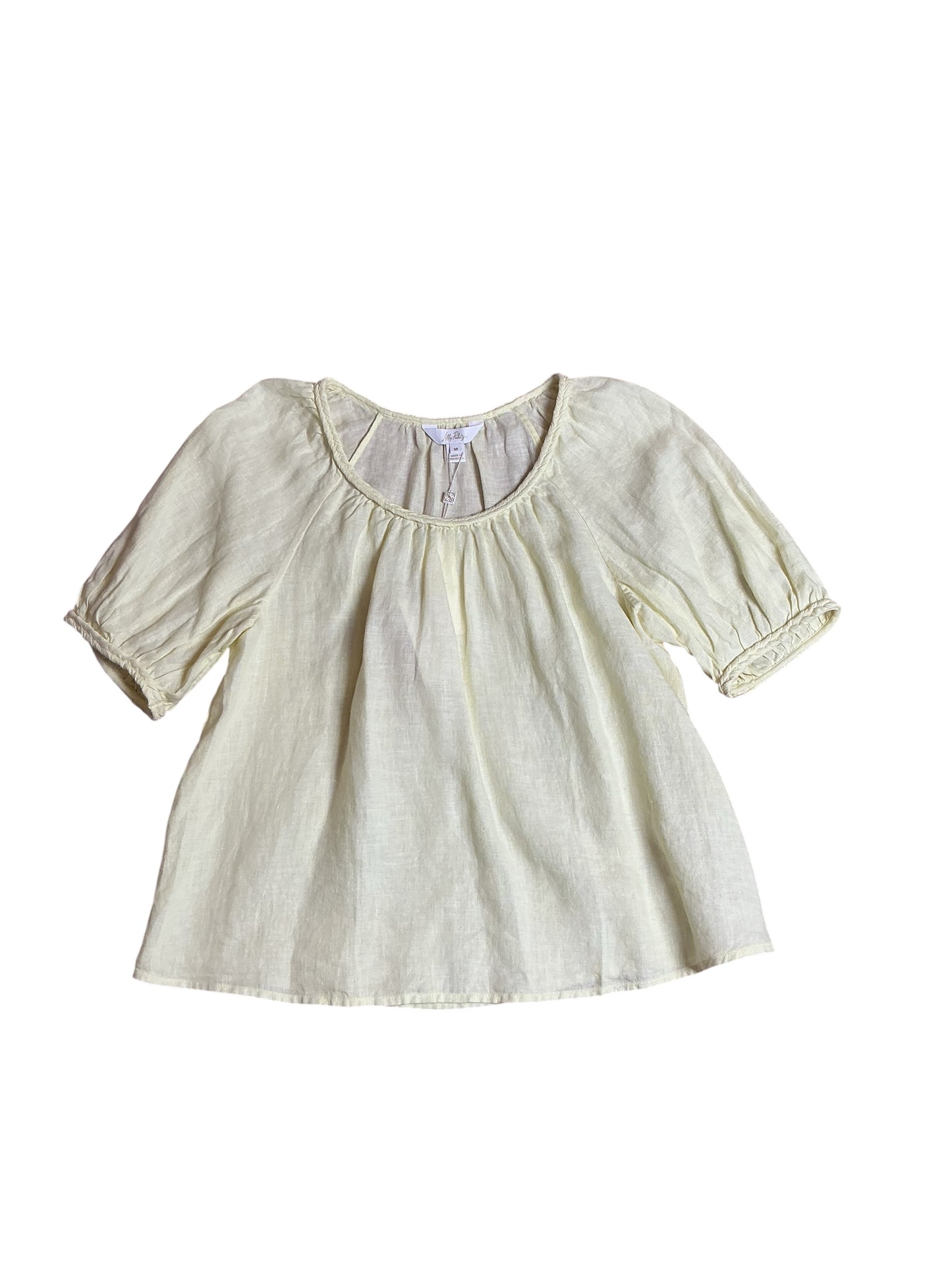 Lilly Pulitzer NWT Calais Short Sleeve Top Limoncello X Resort White - Size M