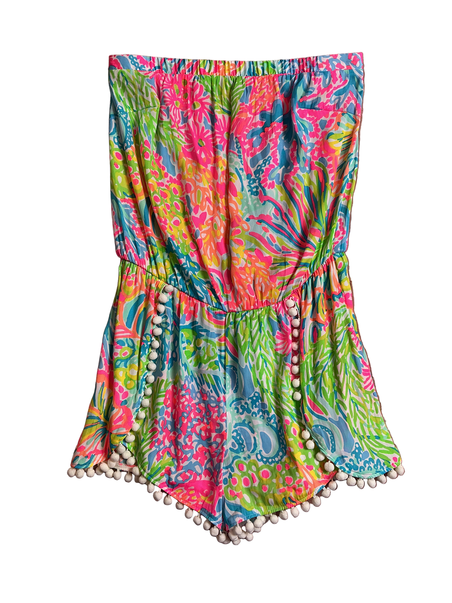 Lilly Pulitzer NWT Daisy Romper Seaspray Blu Lovers Coral - Size M