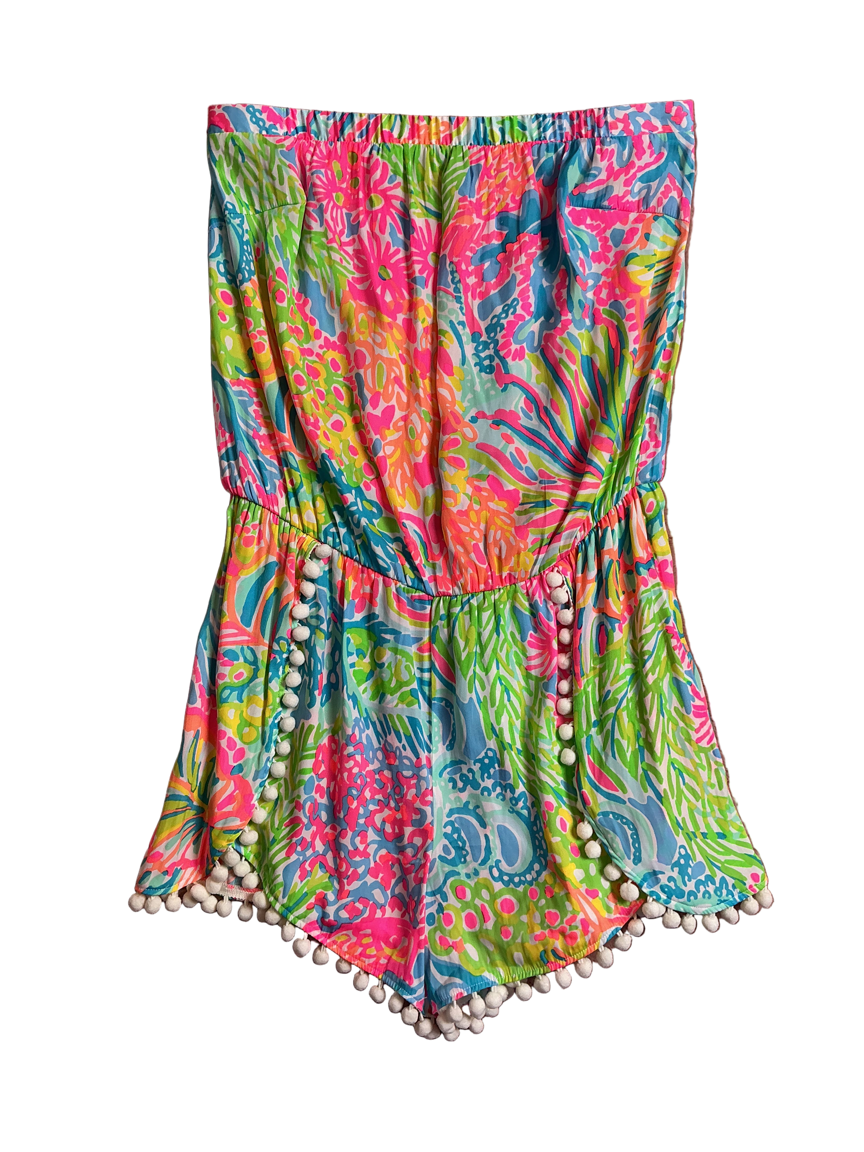 Lilly Pulitzer NWT Daisy Romper Seaspray Blu Lovers Coral - Size M