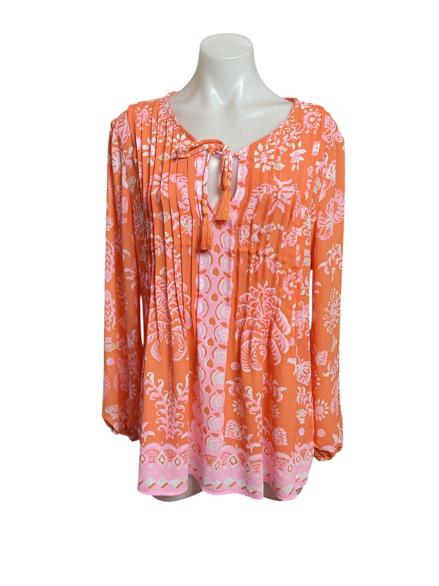 Lilly Pulitzer NWT Marlina Long Sleeve - Papaya Breezy Palm Engineered - Size M