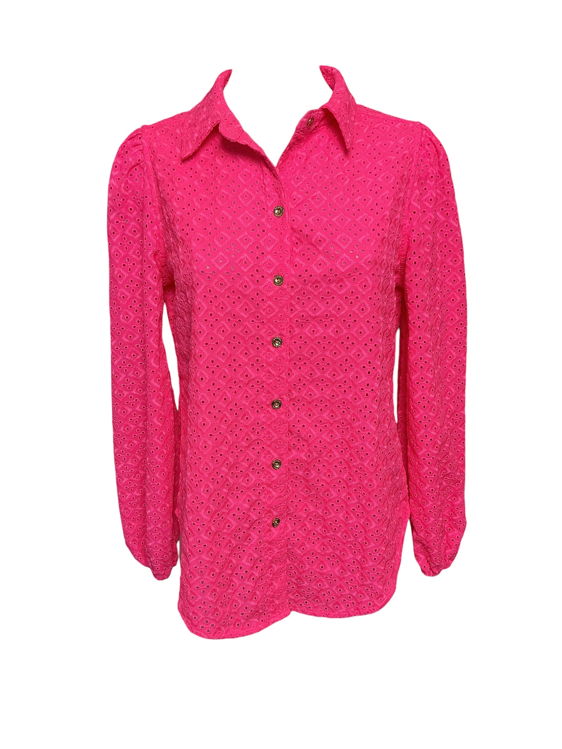 Lilly Pulitzer Sea Breeze Eyelet - Pink Isle Ditsy Diamond - Size S