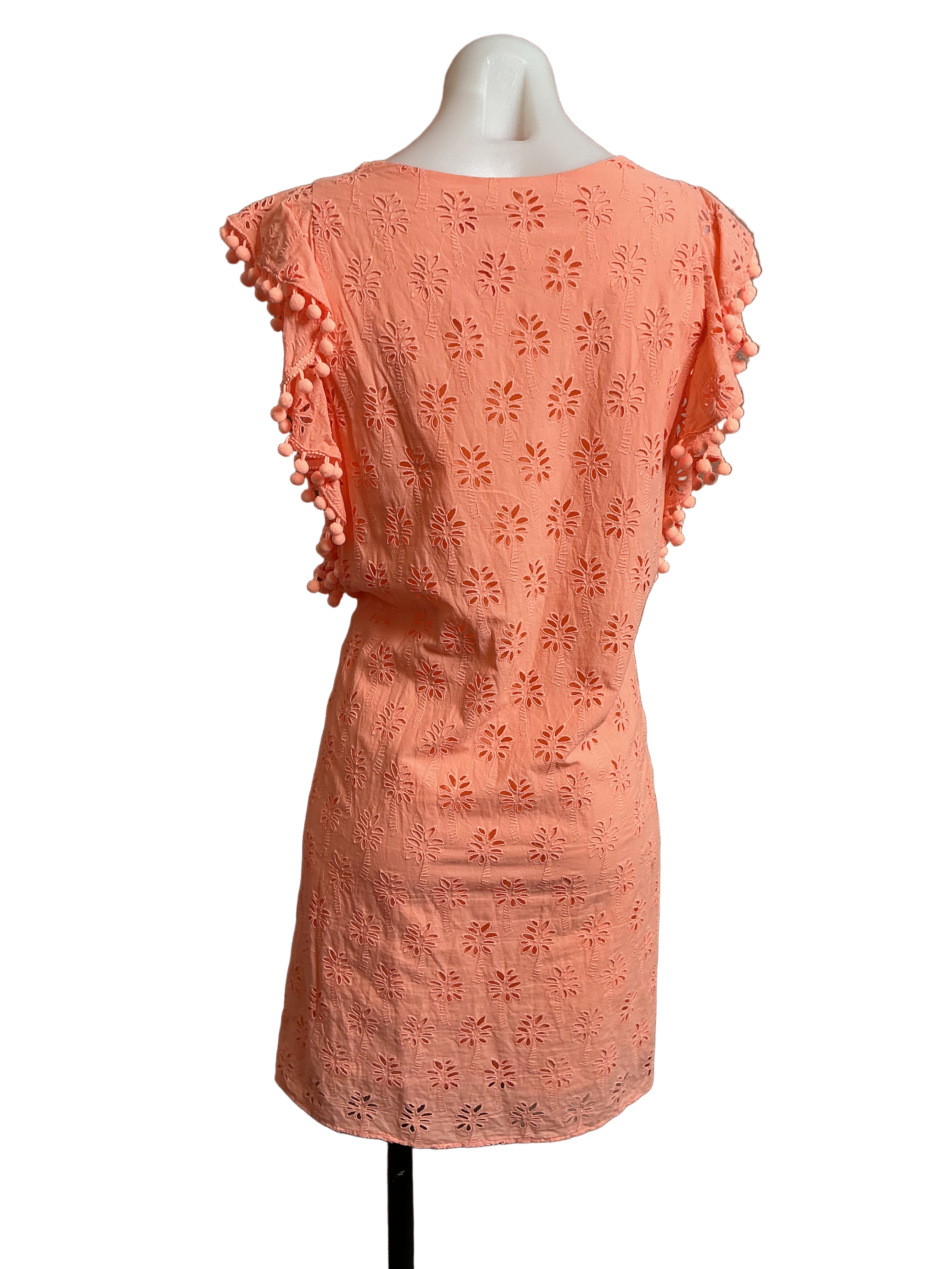 Lilly Pulitzer Astara Eyelet Dress Peach Flamingo Lilly Palm Tree Eyelet - Size M
