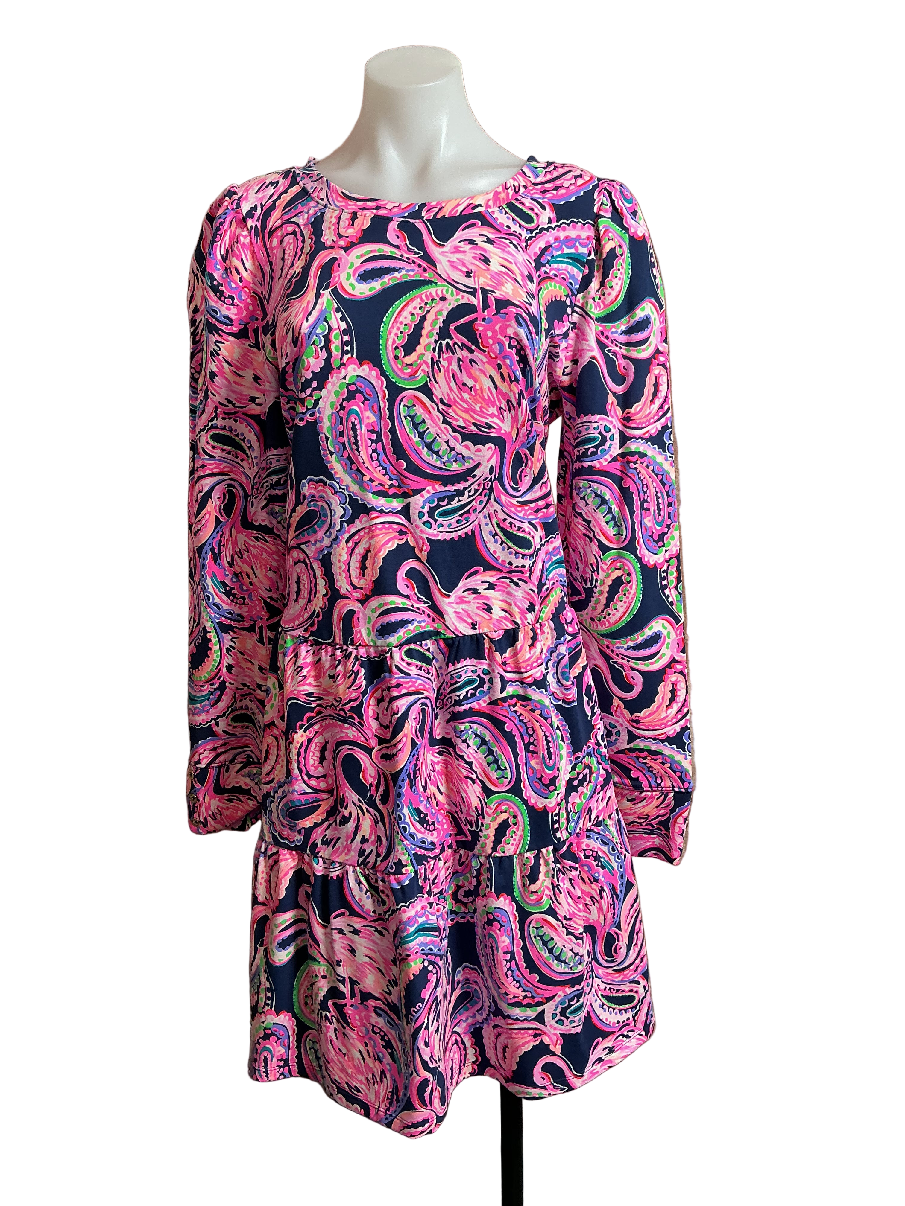 Lilly Pulitzer NWT UPF 50+ Arlette Dress High Tide Navy Flock To The Top - Size L