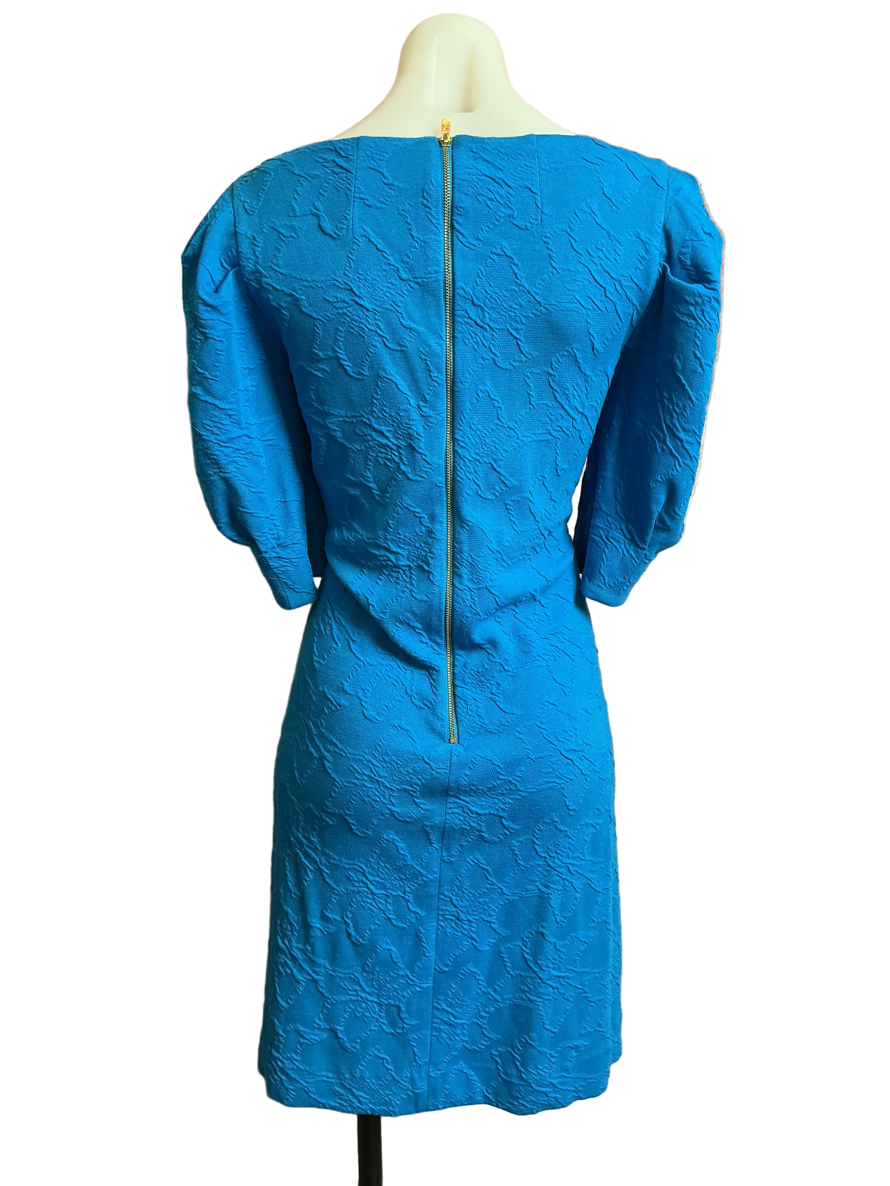 Lilly Pulitzer NWT Feona Elbow Sleeve Dress Teal Bay Knit Pucker Jacquard - Size L