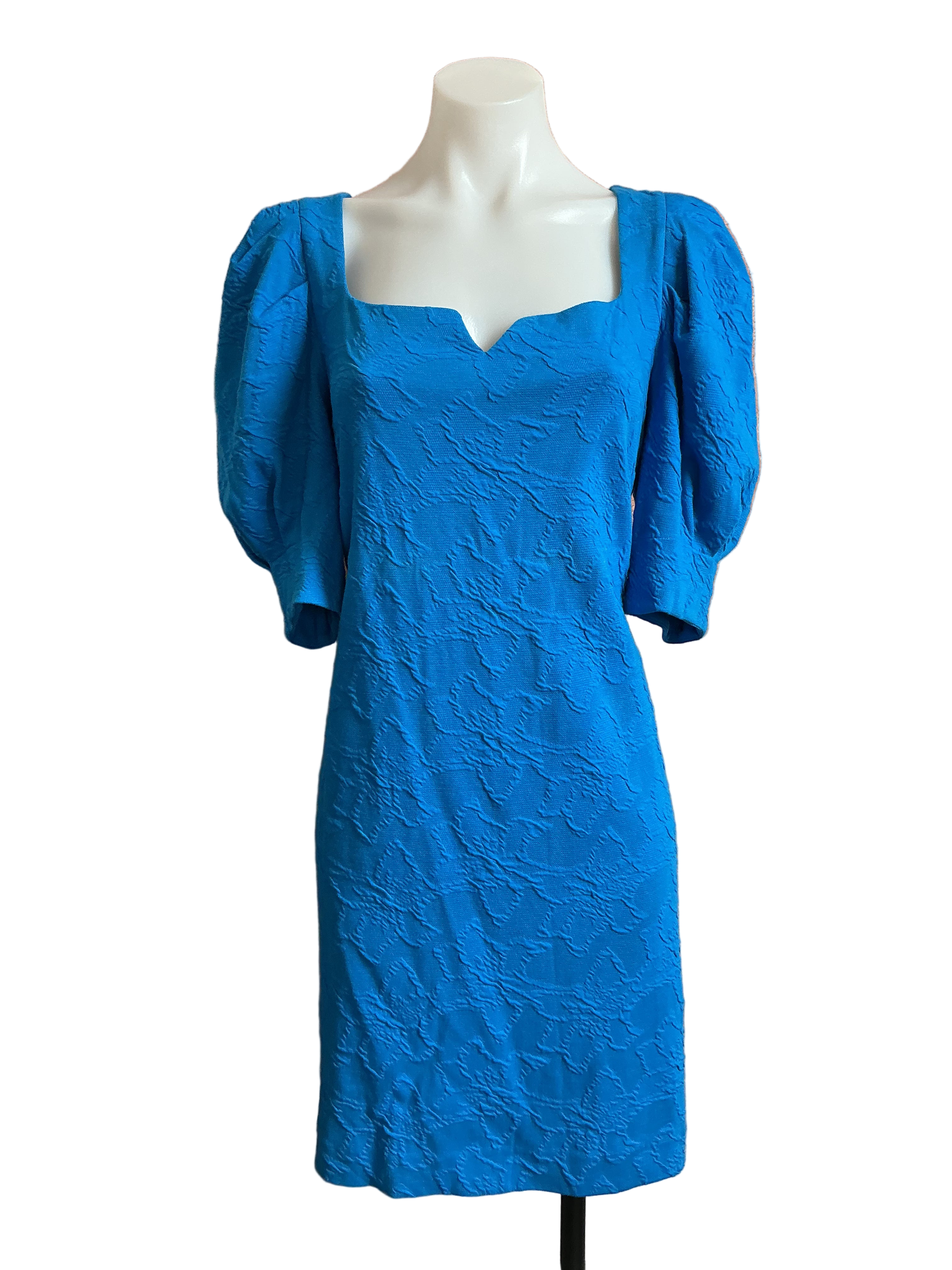 Lilly Pulitzer NWT Feona Elbow Sleeve Dress Teal Bay Knit Pucker Jacquard - Size L