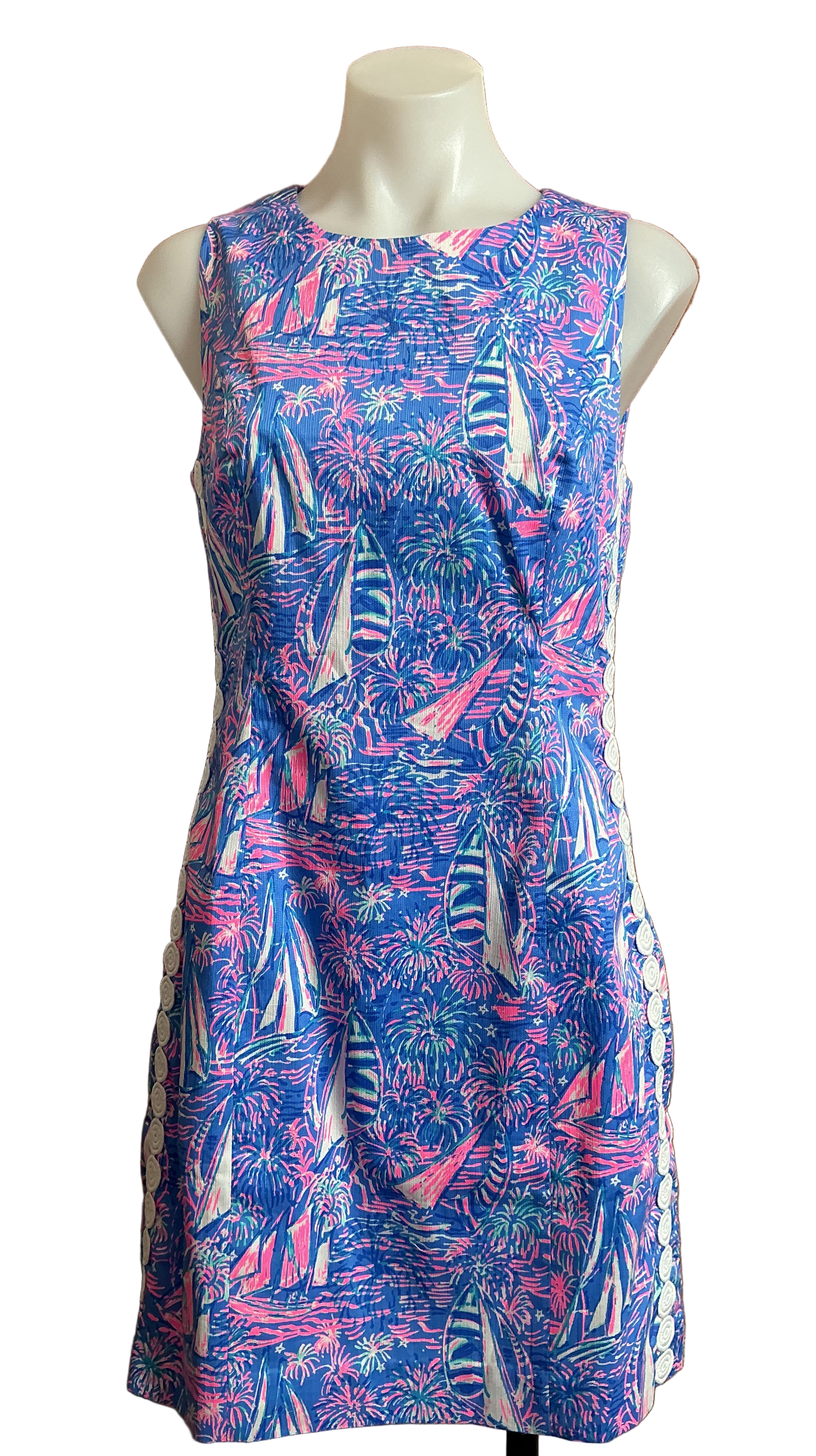 Lilly Pulitzer NWT Mila Stretch Shift Boca Blue Its A Sailabration - Size 4