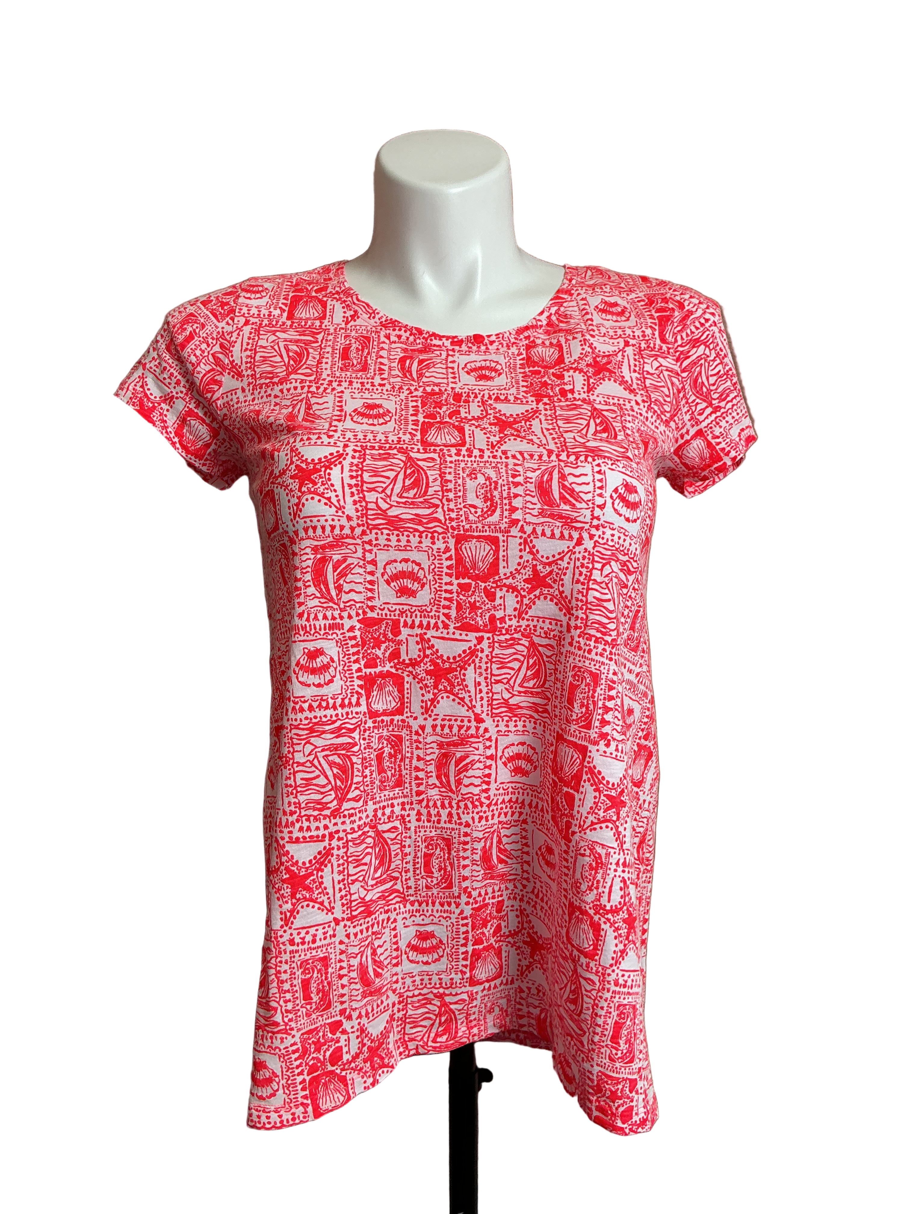 Lilly Pulitzer NWT Etta Scoop Neck Mizner Red Seaside Harbour - Size M
