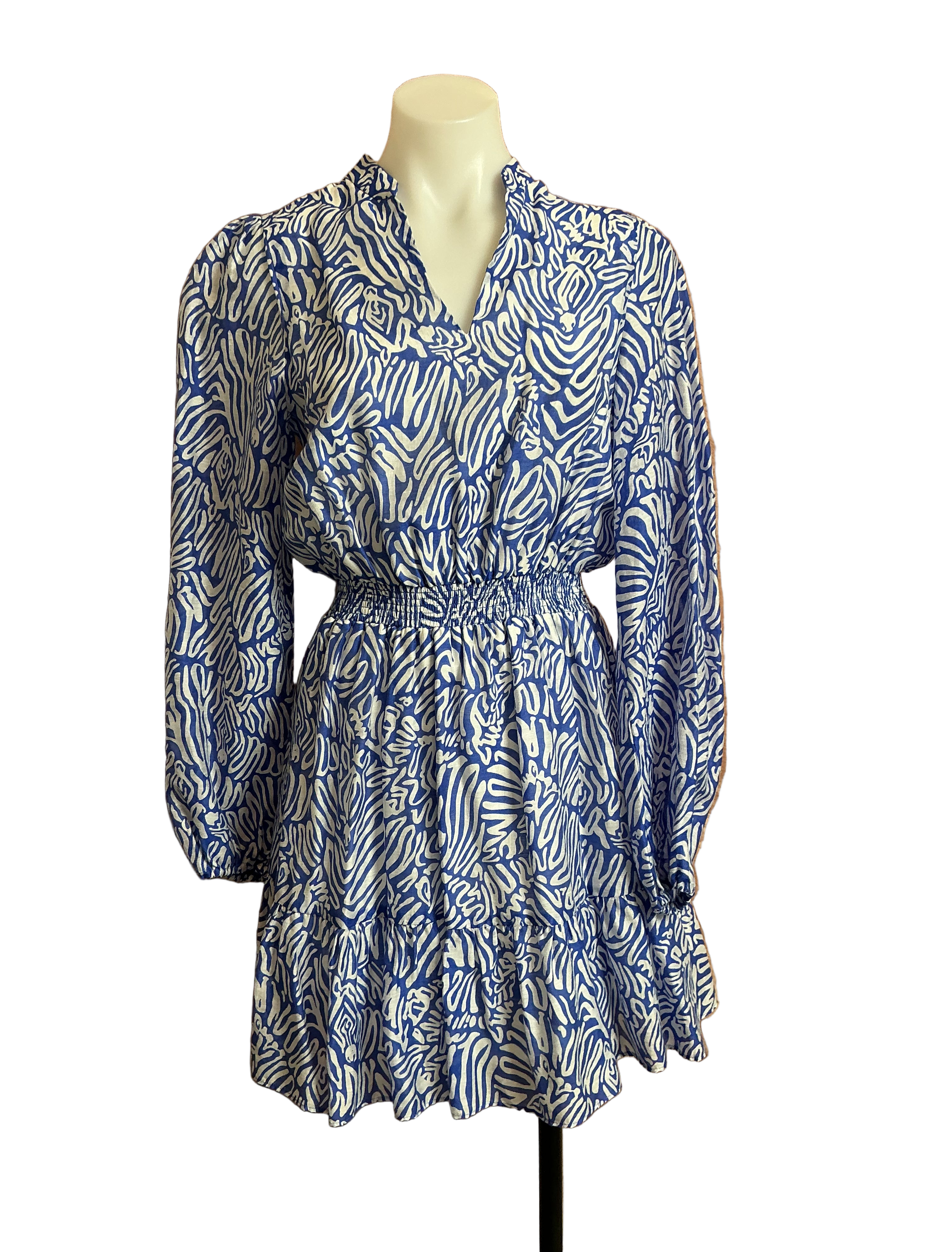 Lilly Pulitzer Axton dress in the Martinique Blue Zee Bebe pattern - Size 2